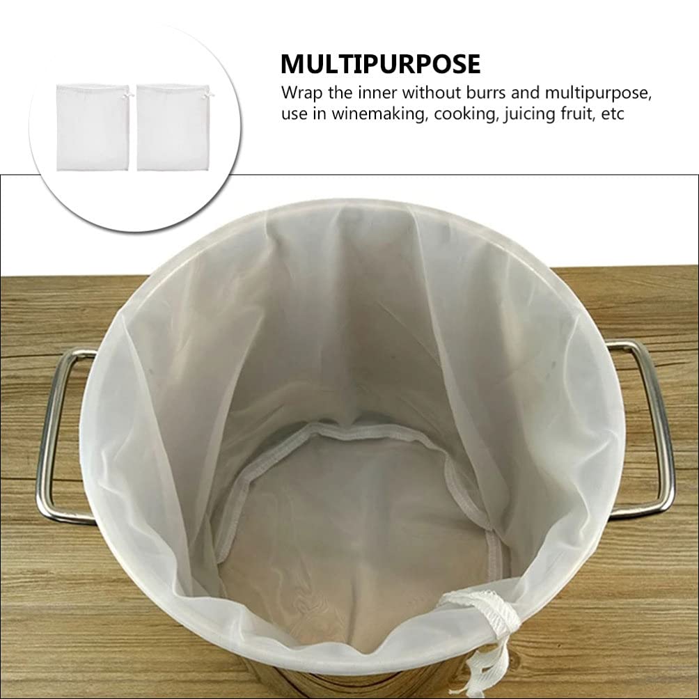 2-Pack Reusable Nylon Mesh Strainer Bags for Wine, Tea, Juice, and Spices - Fine Filter Drawstring Bags for Brewing, Cooking, and Food Preparation