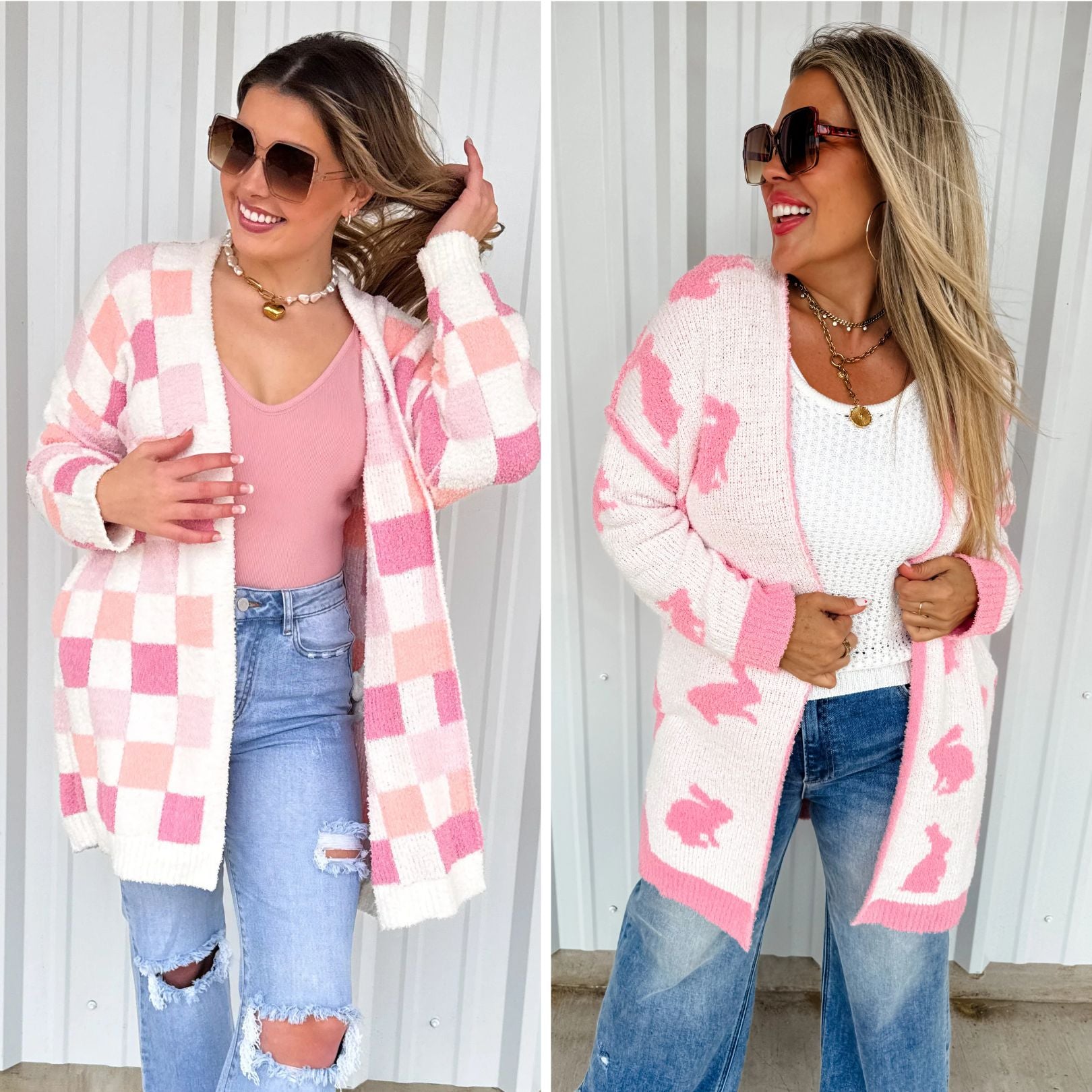 PREORDER: Easter Cloud Cardigan - Floral & Geometric Print Sweater | Cozy Spring Cardigan for Women | Perfect for Easter Brunch & Spring Outfits