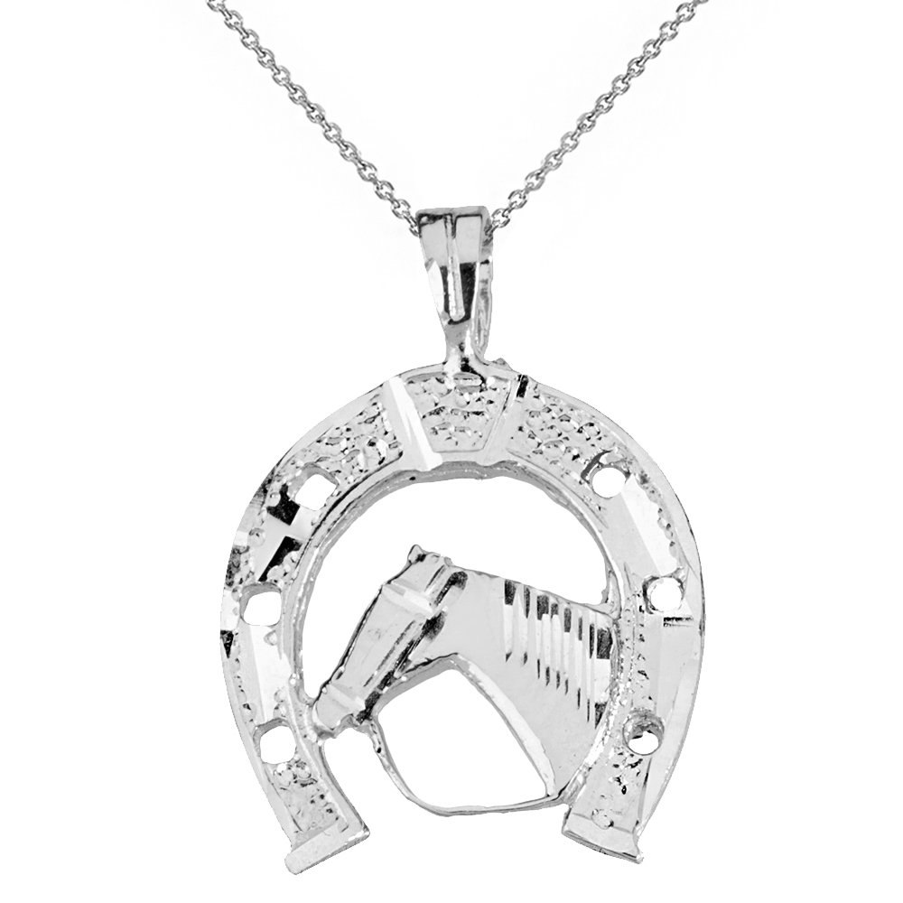 Good Luck Horseshoe Charm Horse Head Pendant Necklace - Elegant Equestrian Jewelry for Women, Sterling Silver Horse Necklace - Perfect for Equestrian Events, Birthday Gifts & Everyday Wear