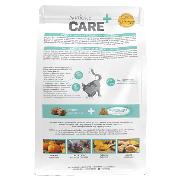 Nutrience Care+ Oral Health Dry Cat Food for Adult Cats - Dental Care & Tartar Control - Premium Kibble for Healthy Teeth & Gums - Perfect for Indoor & Outdoor Cats
