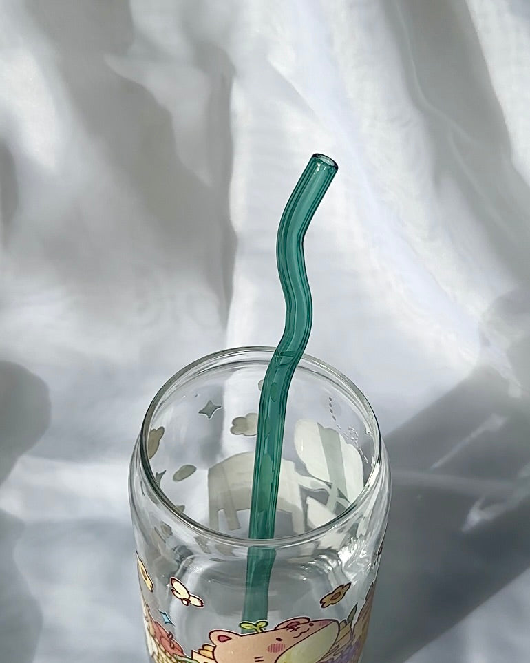 Eco-Friendly Wiggle Glass Straws – Reusable, BPA-Free Drinking Straws for Smoothies, Cocktails & Iced Beverages | Perfect for Home, Parties & Eco-Conscious Lifestyles