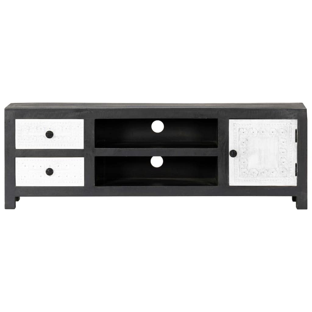 Modern Solid Mango Wood TV Stand with Storage - 47.2
