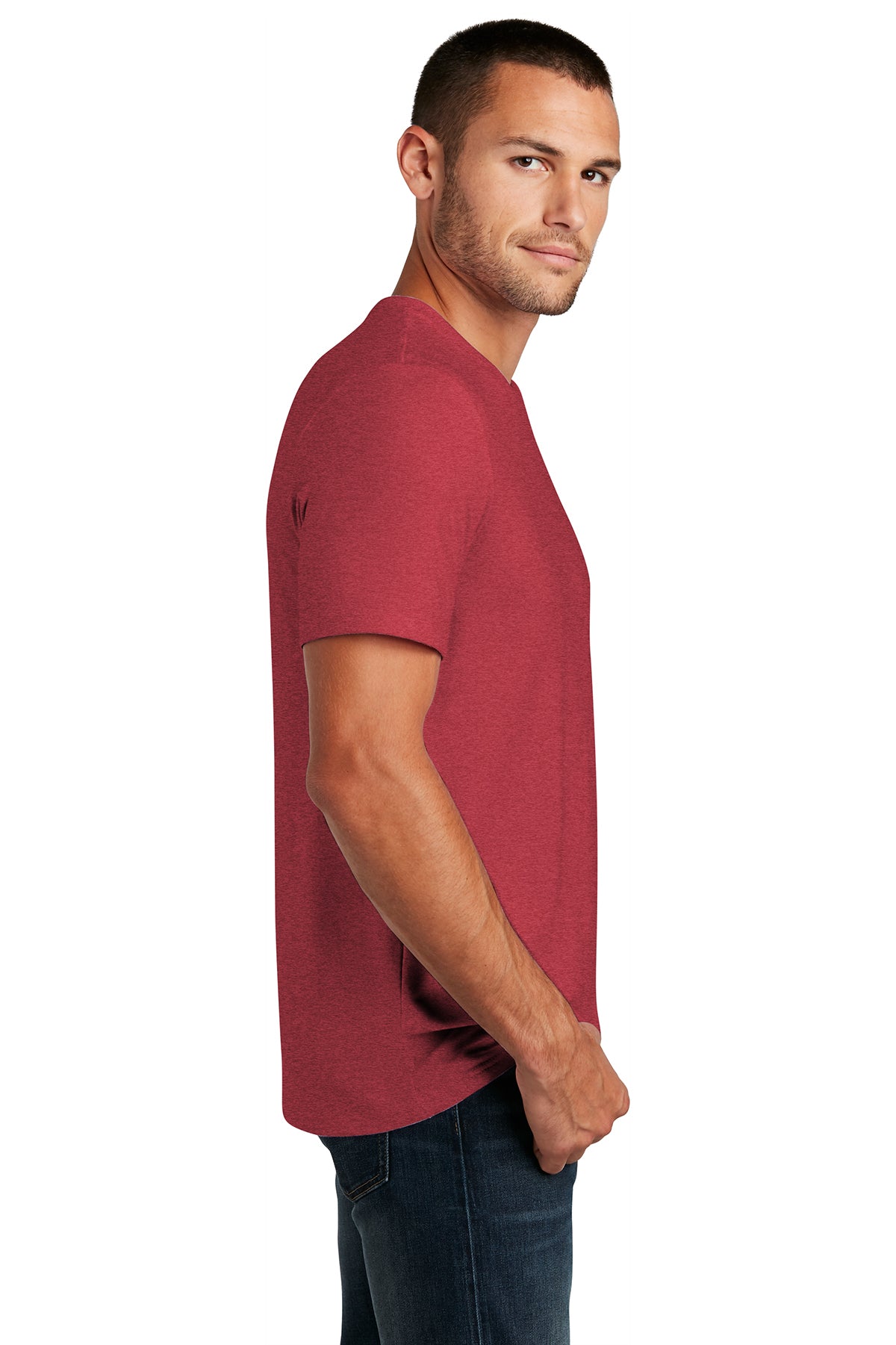 District Flex Tee's - Soft Breathable Cotton T-Shirt for Men & Women | Heathered Red | Perfect for Gym, Yoga & Casual Wear