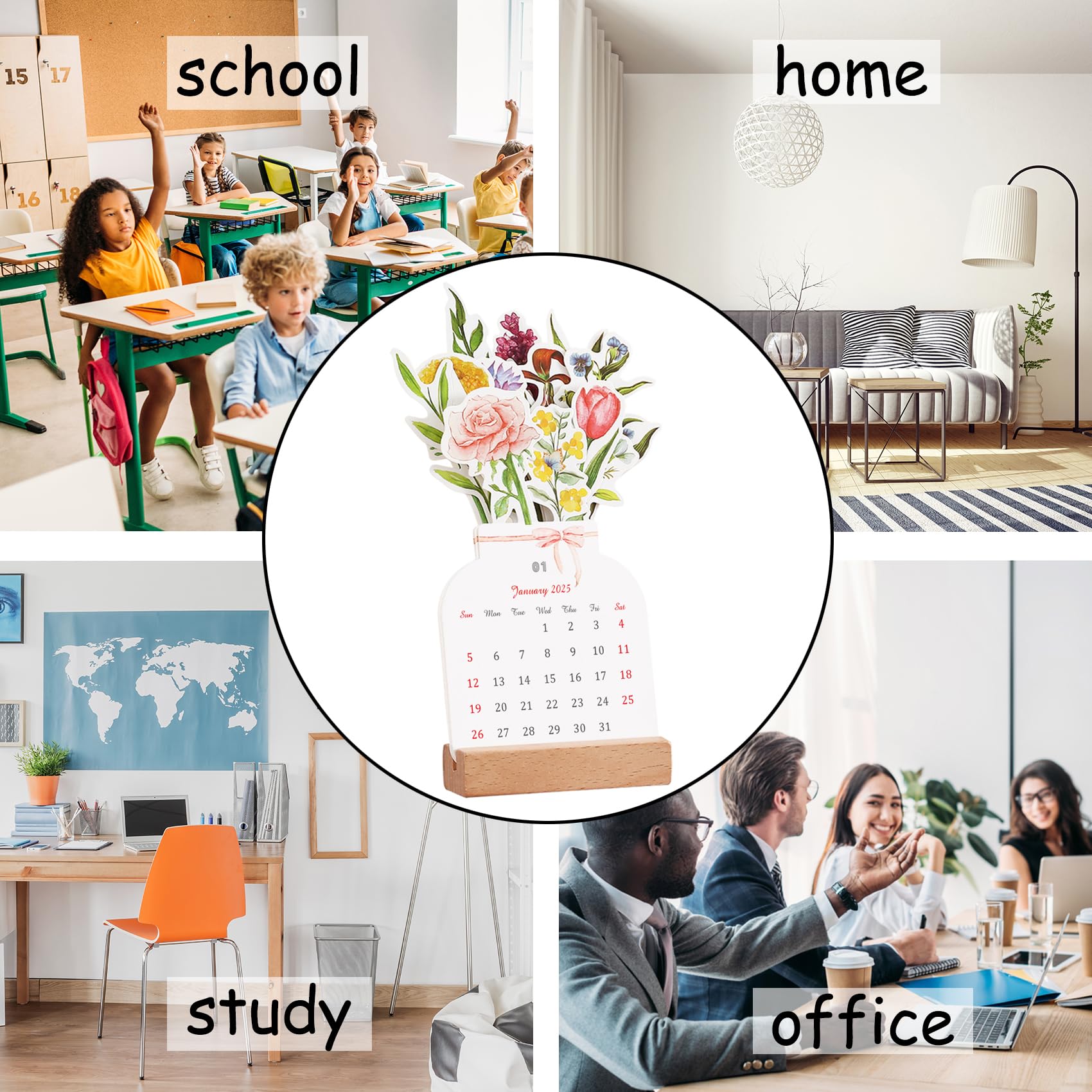 2025 Floral Desk Calendar - Elegant Vase-Shaped Monthly Planner (3.9