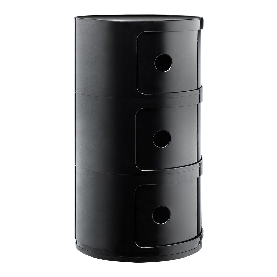 Componibili Round 3-Door Storage Tower - Modern Modular Organizer for Bedroom, Living Room & Office - Space-Saving Furniture Solution