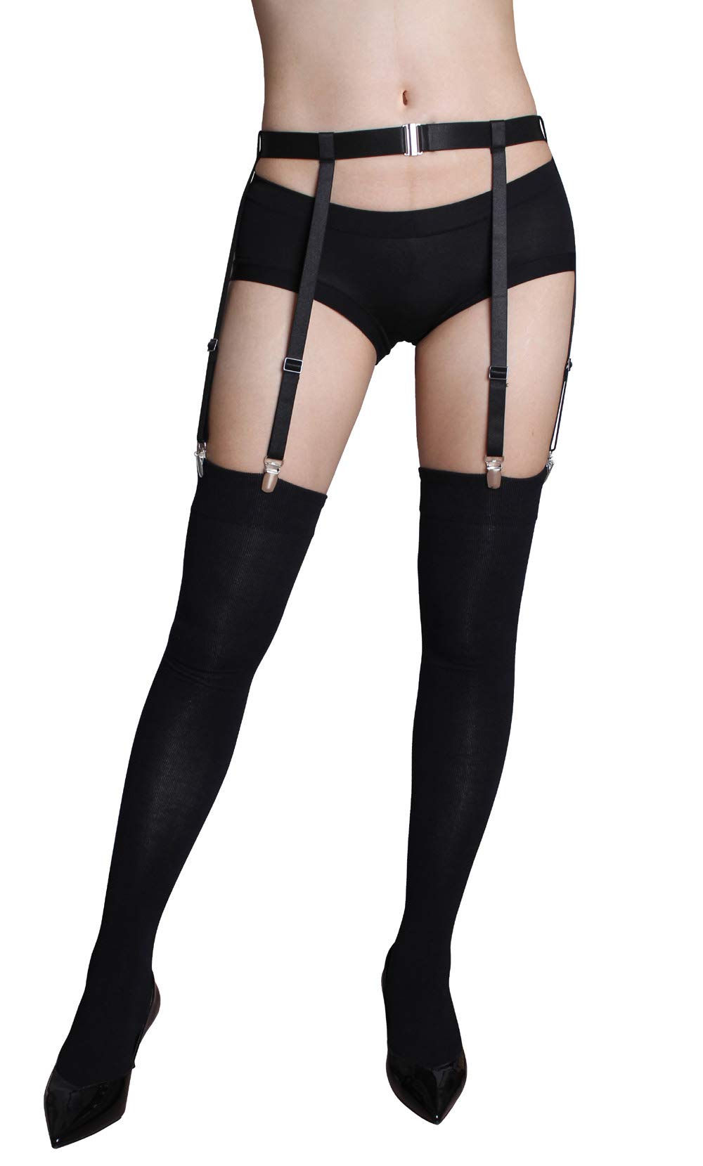 GARGALA Women's Sexy Garter Belt with 4/6 Metal Clips for Thigh High Stockings - Adjustable Suspender for Lingerie & Bridal Wear