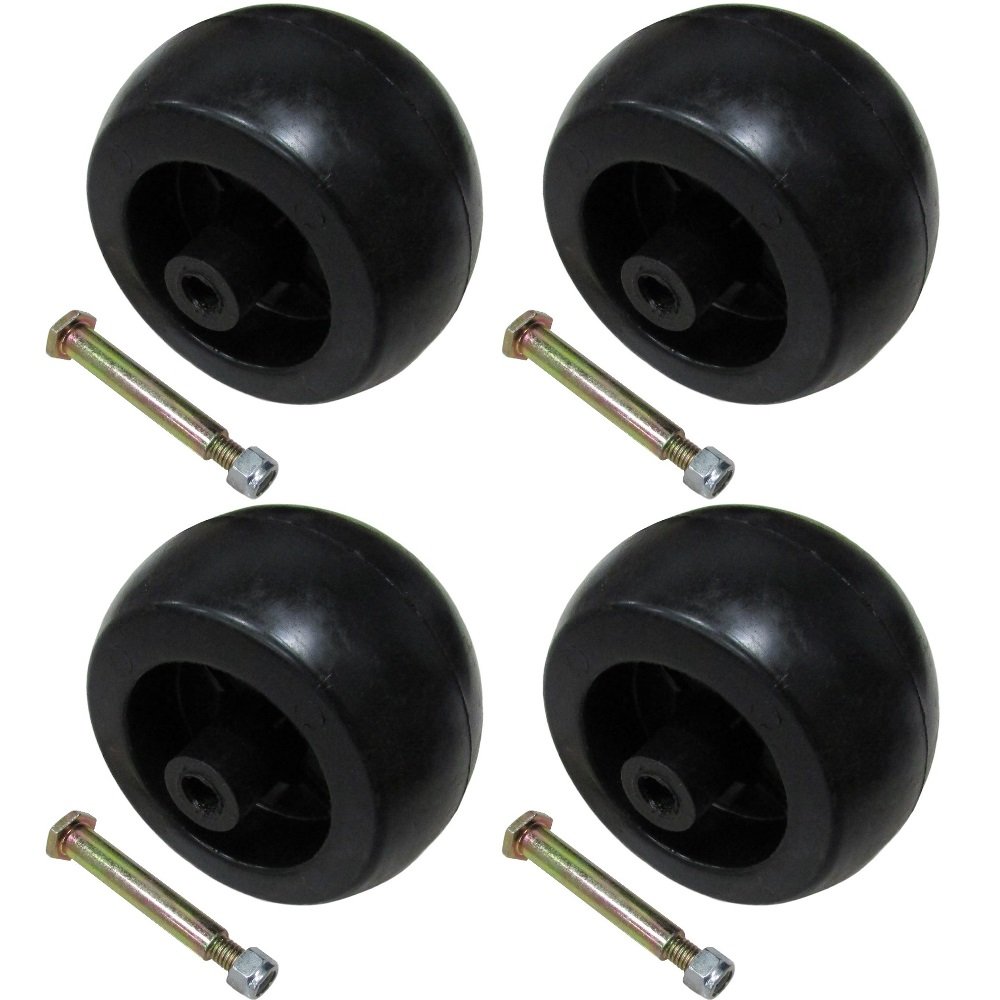 RAParts 4-Pack Riding Lawn Mower Deck Wheels with Bolts - Compatible with Hustler 52