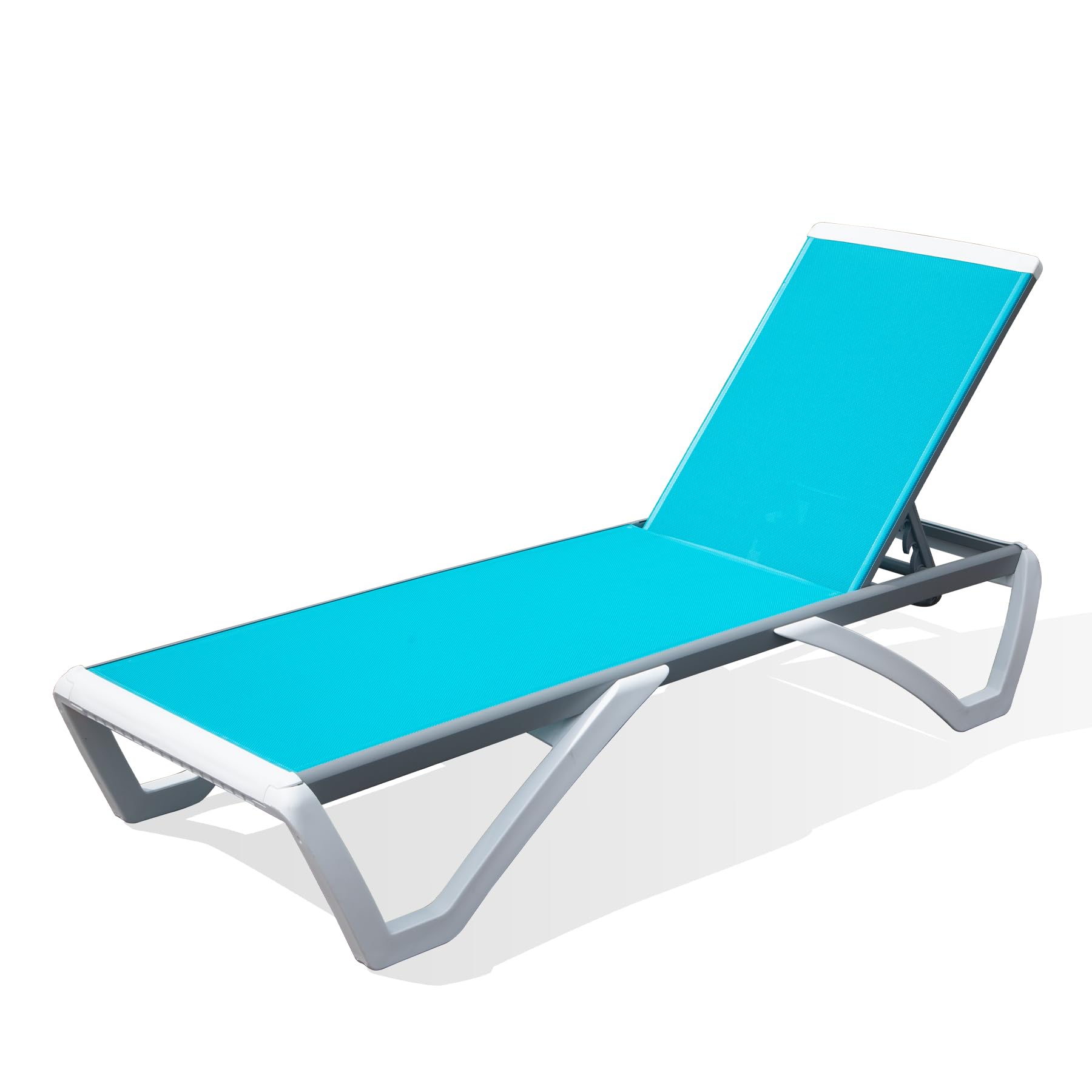 Premium Aluminum Adjustable Pool Lounge Chair - All-Weather Outdoor Chaise Lounge with Aqua Textilene Fabric for Deck, Lawn, Backyard & Poolside Relaxation | Perfect for Sunbathing, Lounging by the Pool or Beach Vacation