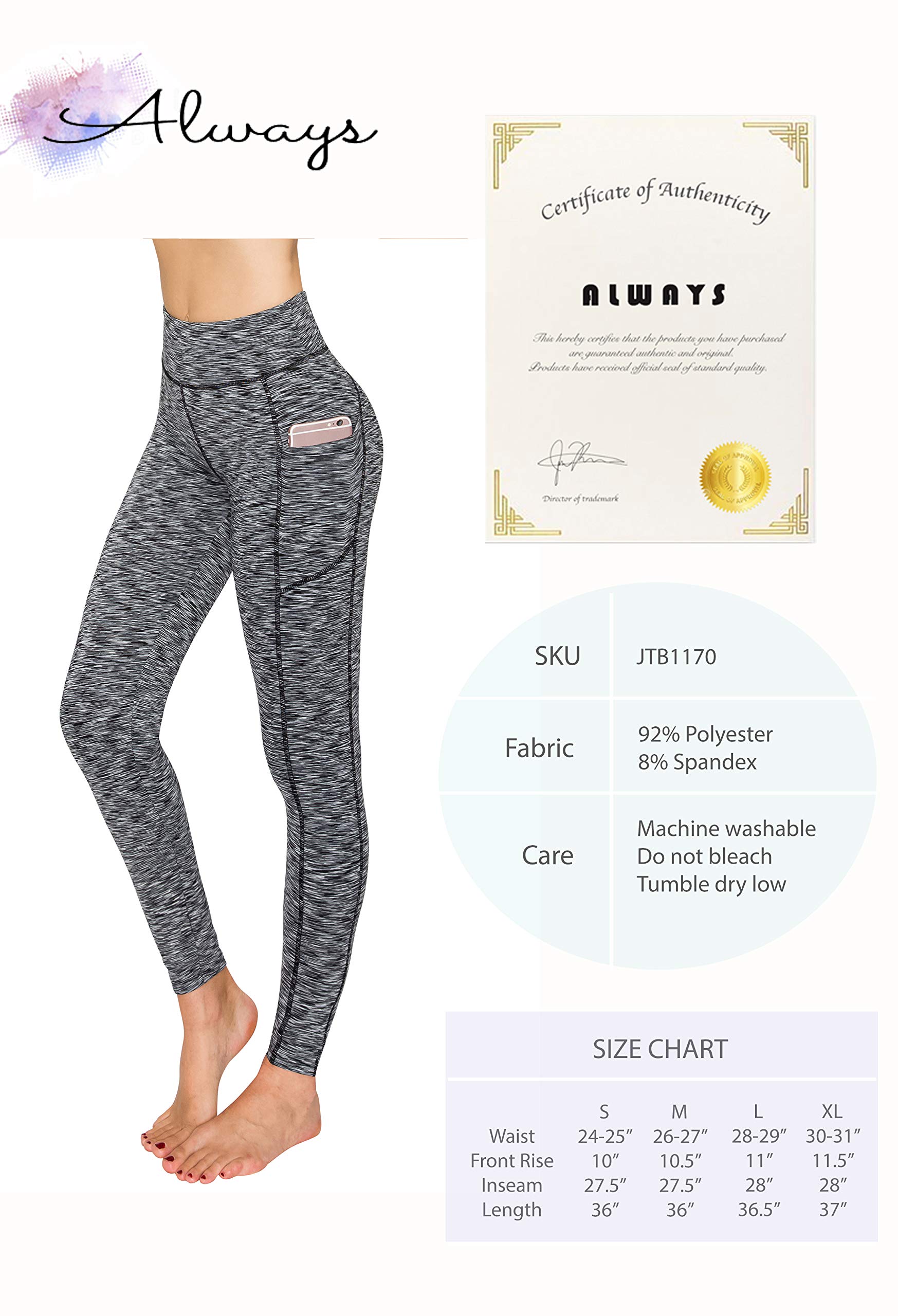 ALWAYS Women's High Waisted Yoga Pants with Mesh Panels - Stretchy Workout Leggings for Running, Gym & Lounge Wear