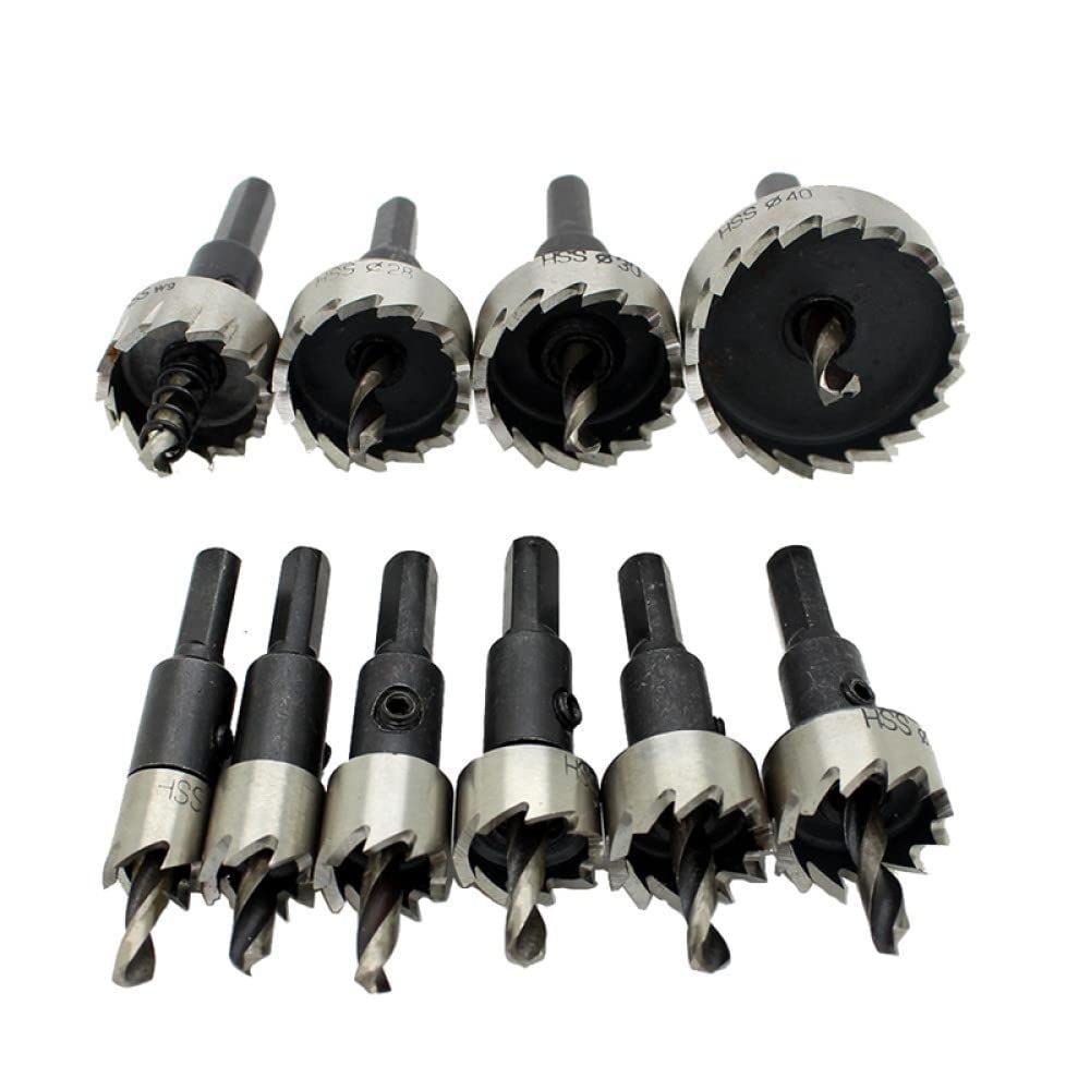 10Pc HSS Steel Hole Saw Drill Bit Set (12-40mm) for Wood, Metal & Alloy - Durable Black Hole Saw Tooth Kit - Perfect for DIY Projects, Woodworking & Metal Fabrication