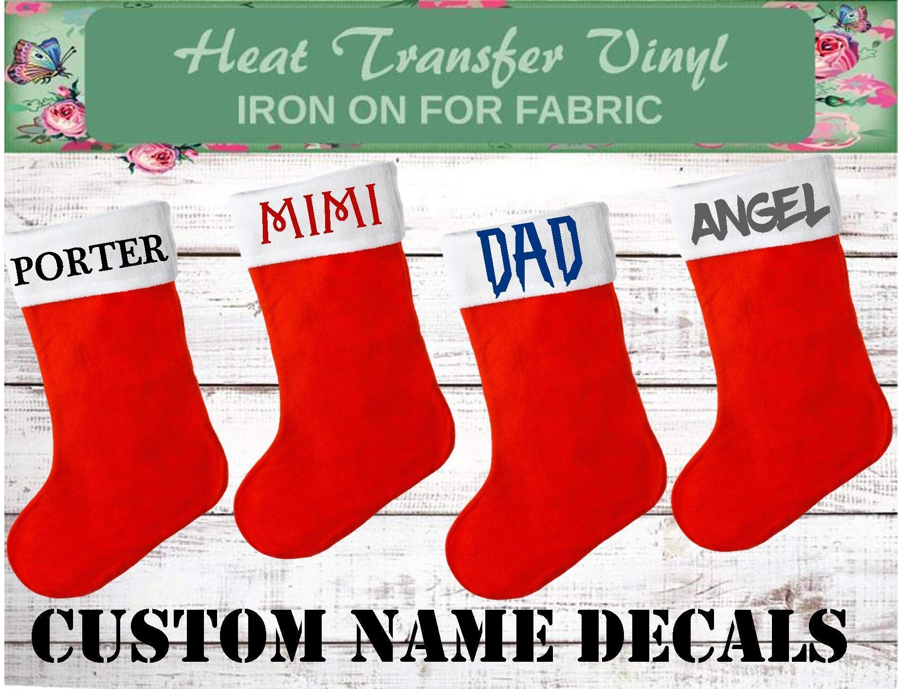 Custom Personalized Stocking Iron-On Decals - DIY Name Patches for Christmas Stockings, Shirts & Gifts | Perfect for Holiday Decor, Birthday Parties & Family Celebrations