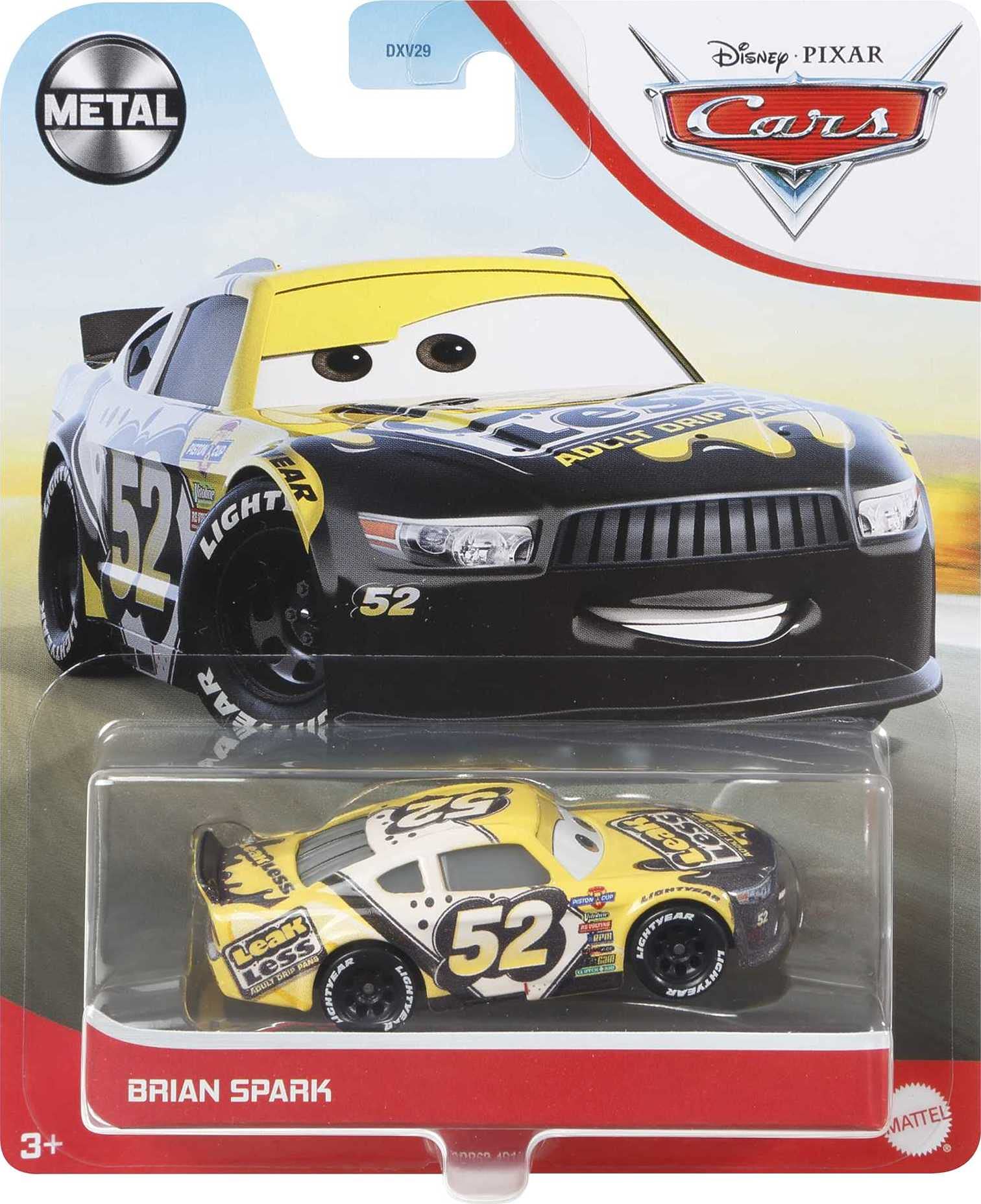 Disney Cars Movie Brian Spark Miniature Collectible Race Car Toy - Official Licensed Die-Cast Vehicle for Kids Age 3+ | Birthday Gift, Playtime Fun, Movie Collection Display