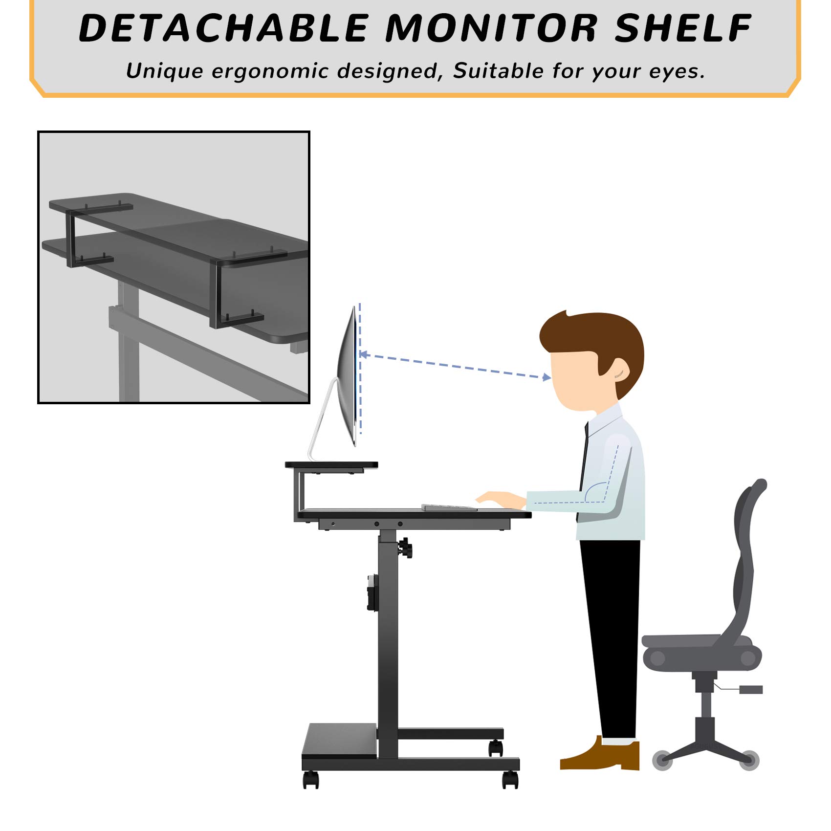 Height Adjustable Standing Desk with Wheels - 41