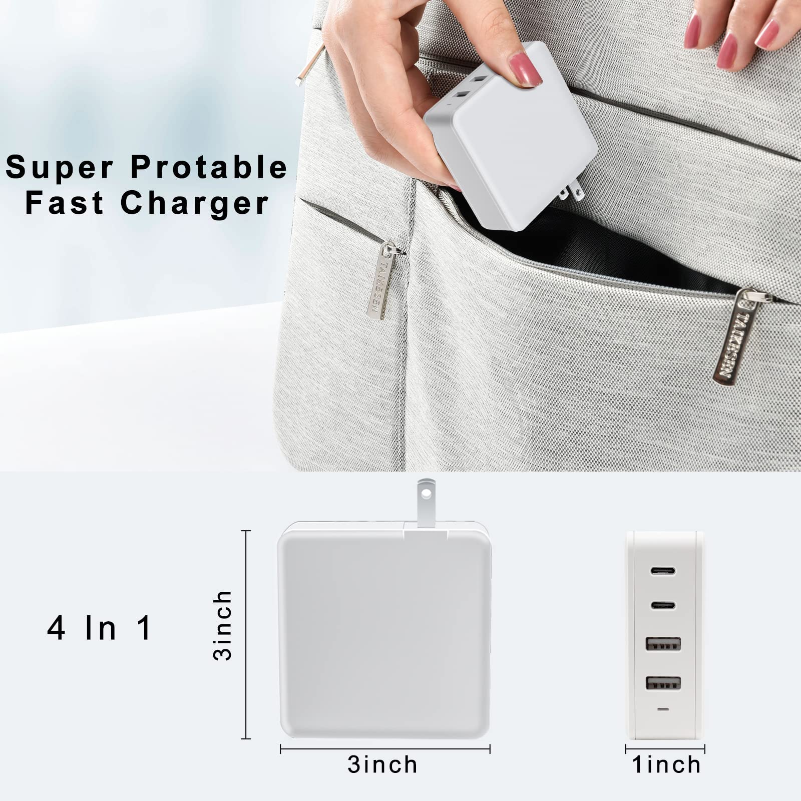 DTK 120W USB C Wall Charger Fast Charging Block Plug, 4-Port PD Charging Station for iPhone 15/14/13, Samsung Galaxy, iPad, MacBook - Perfect for Home, Office & Travel