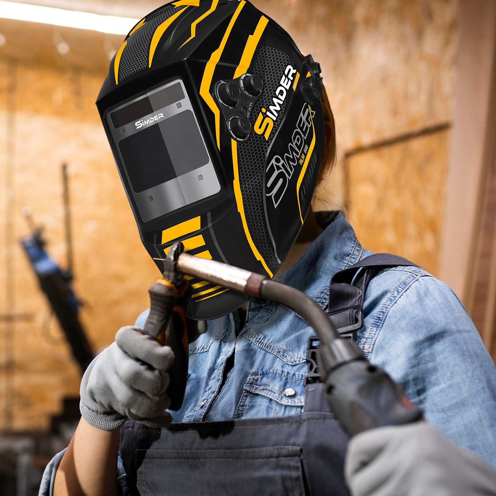 SSimder Auto Darkening True View Welding Helmet RLM 800 B - Premium Solar-Powered Welding Mask for Arc/TIG/MIG - Ideal for Metal Fabrication, Construction & DIY Projects