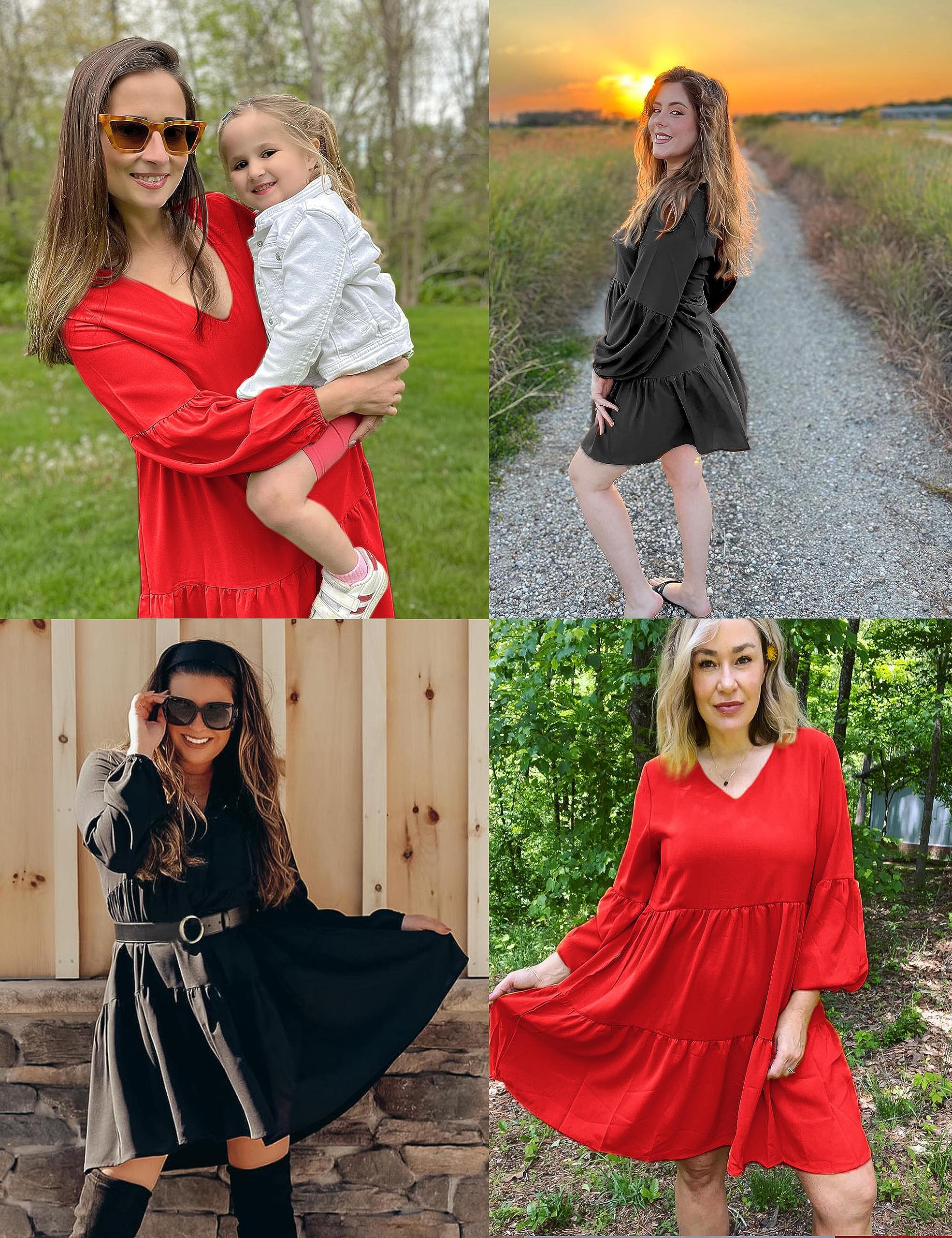 DittyandVibe Women's Casual Long Sleeve V-Neck Flowy Tunic Dress - Elegant & Comfortable for Work, Date Night & Fall Outfits