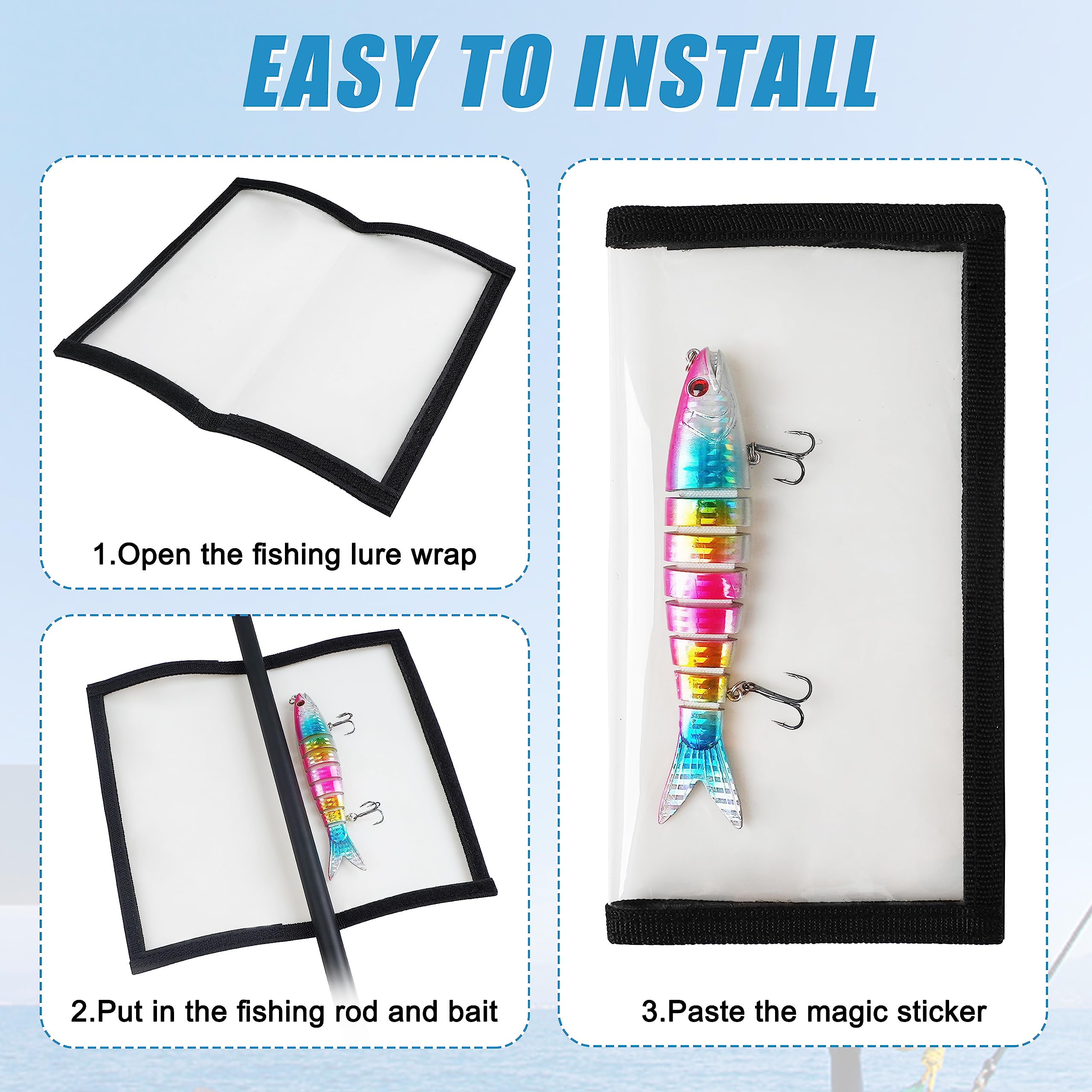 FUSIGO Fishing Lure Wraps - 10pcs Durable PVC Bait Covers with Clear Visibility for Hook Protection | Safe Bait Storage Solution for Freshwater & Saltwater Fishing | Ideal for Bass, Trout, and Walleye Fishing Trips