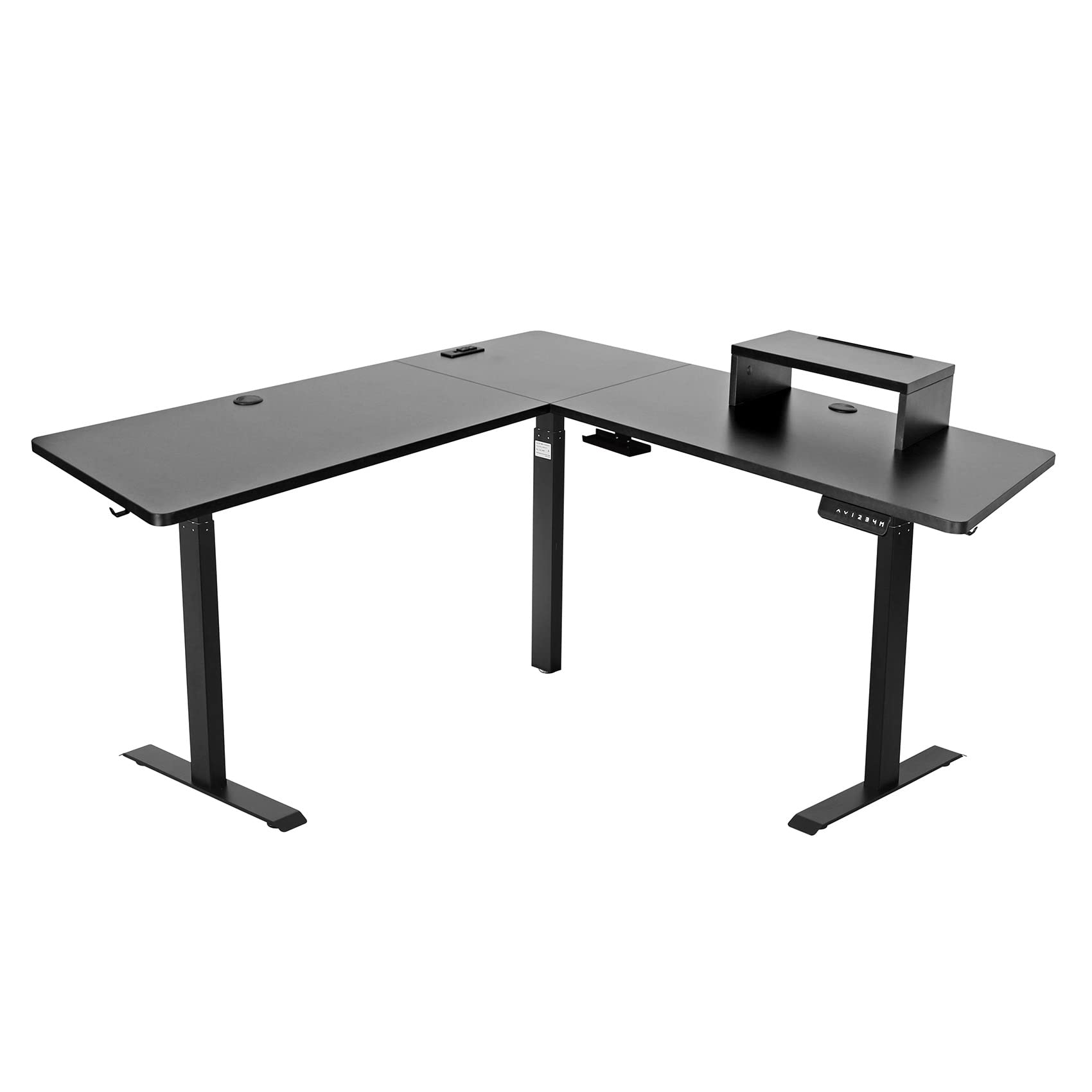 UNICOO L-Shaped Triple Motor Electric Height Adjustable Standing Desk - 60 x 60 Inch Corner Desk for Gaming & Home Office, Ergonomic Workstation with Easy Touch Control & Solid Steel Frame (Black Top/Black Frame - XOT-L3E-BB) - Perfect for Small Spaces, Streaming Setup and Productivity Boost