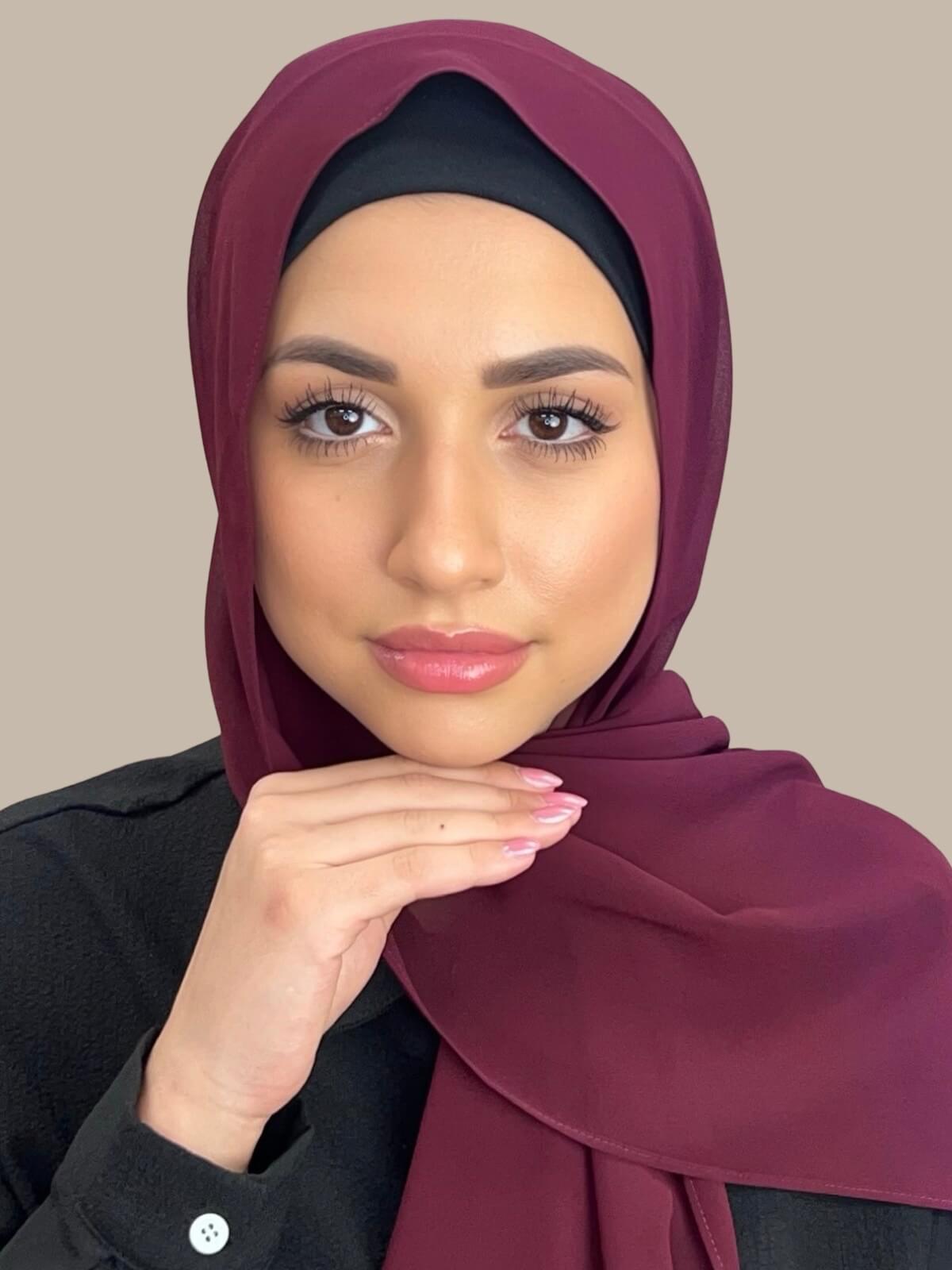 Luxury Chiffon Hijab Scarf - Soft Lightweight Shawl for Women - Elegant Mahogany Color - Perfect for Daily Wear, Prayer, and Special Occasions