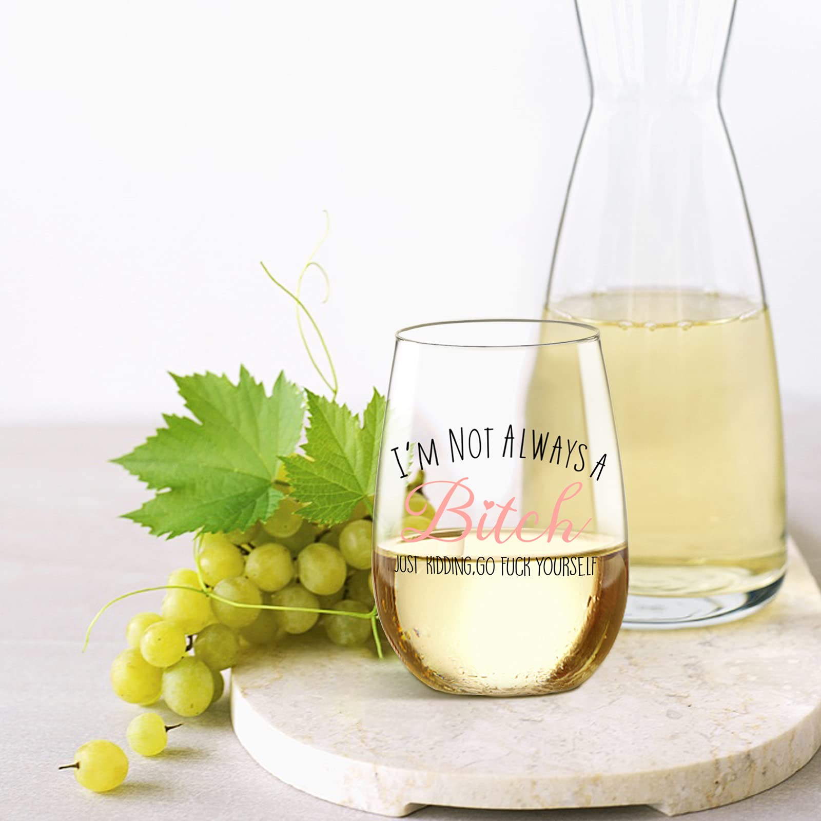 Funny Wine Glass Gift for Women - 'I'm Not Always A B, Just Kidding' Novelty Drinking Cup - Perfect Christmas, Birthday Present for Girlfriend, Best Friend, Sister, Coworker - Great for Parties, Girls Night Out, and Relaxing at Home