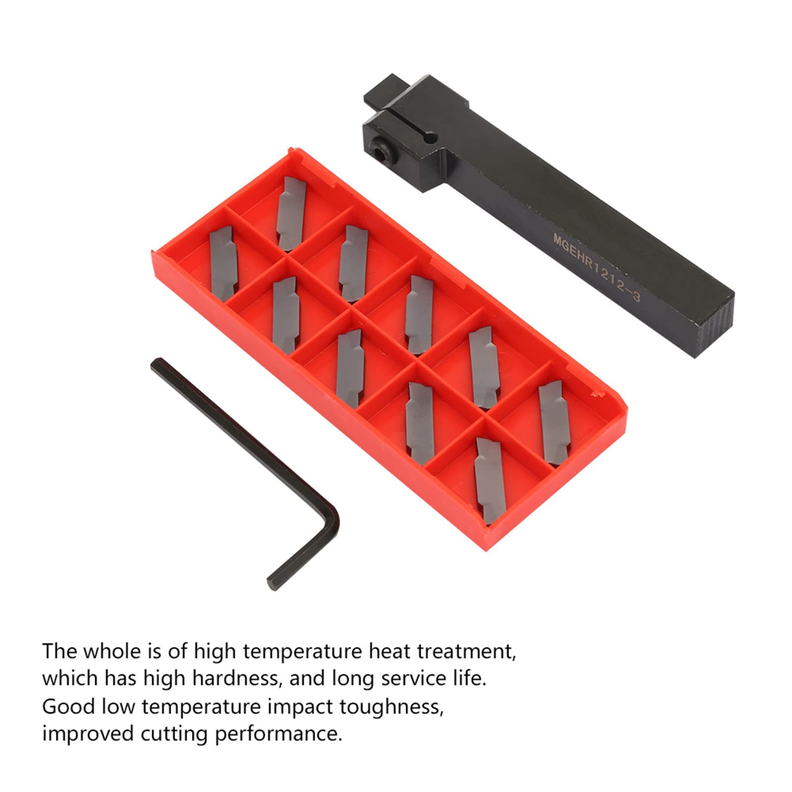 MGEHR1212 Lathe Grooving & Parting Tool Holder with 10pcs MGMN300 Turning Inserts - High Precision Metal Lathe Cutting Tool for CNC Machining, Metalworking, and Industrial Manufacturing