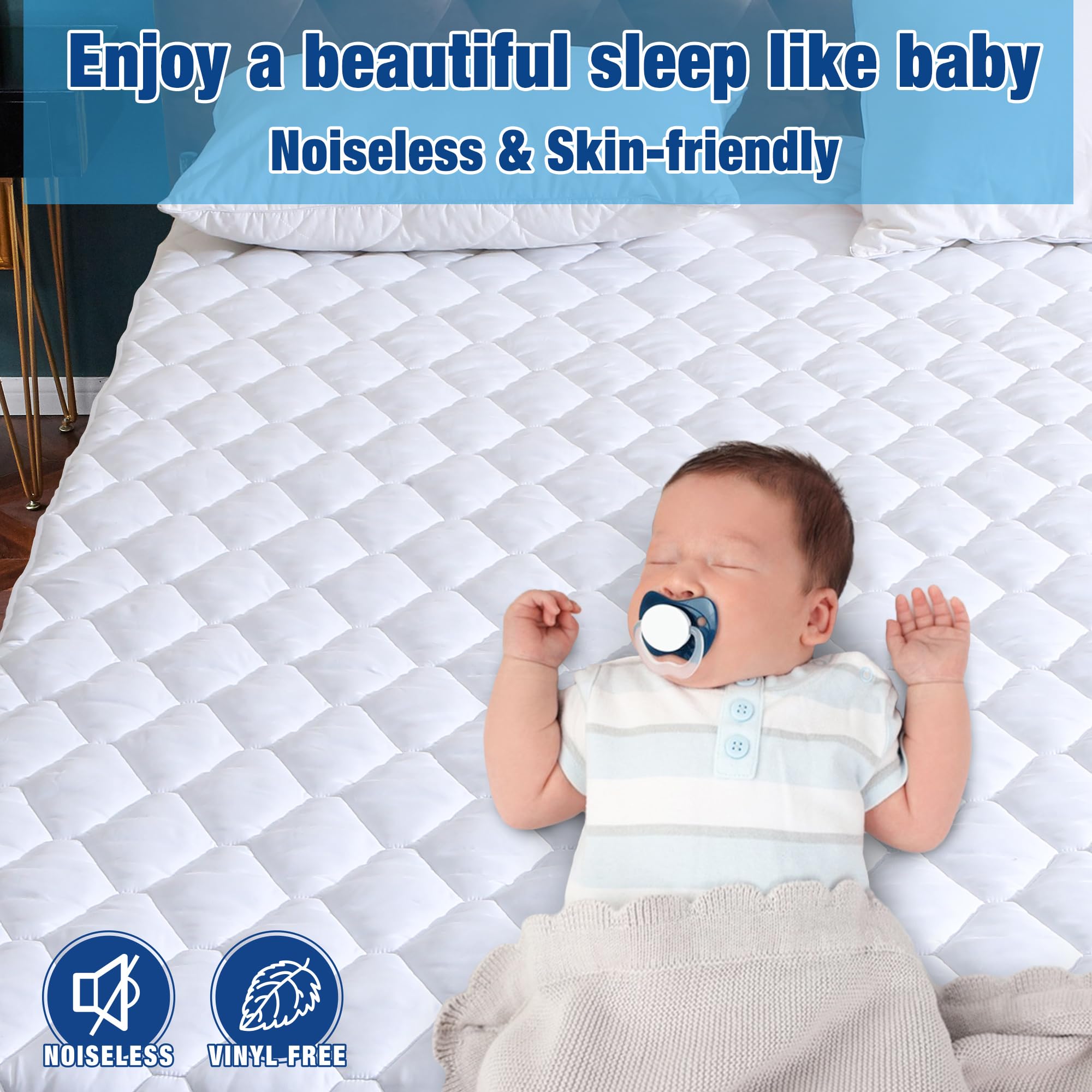 Twin Size Air Mattress Pad - Quilted Mattress Topper & Breathable Air Bed Cover, Noiseless Protector with Deep Pocket Fits 15-22 Inch Mattresses | Perfect for Guest Beds, Camping & Temporary Sleeping Solutions