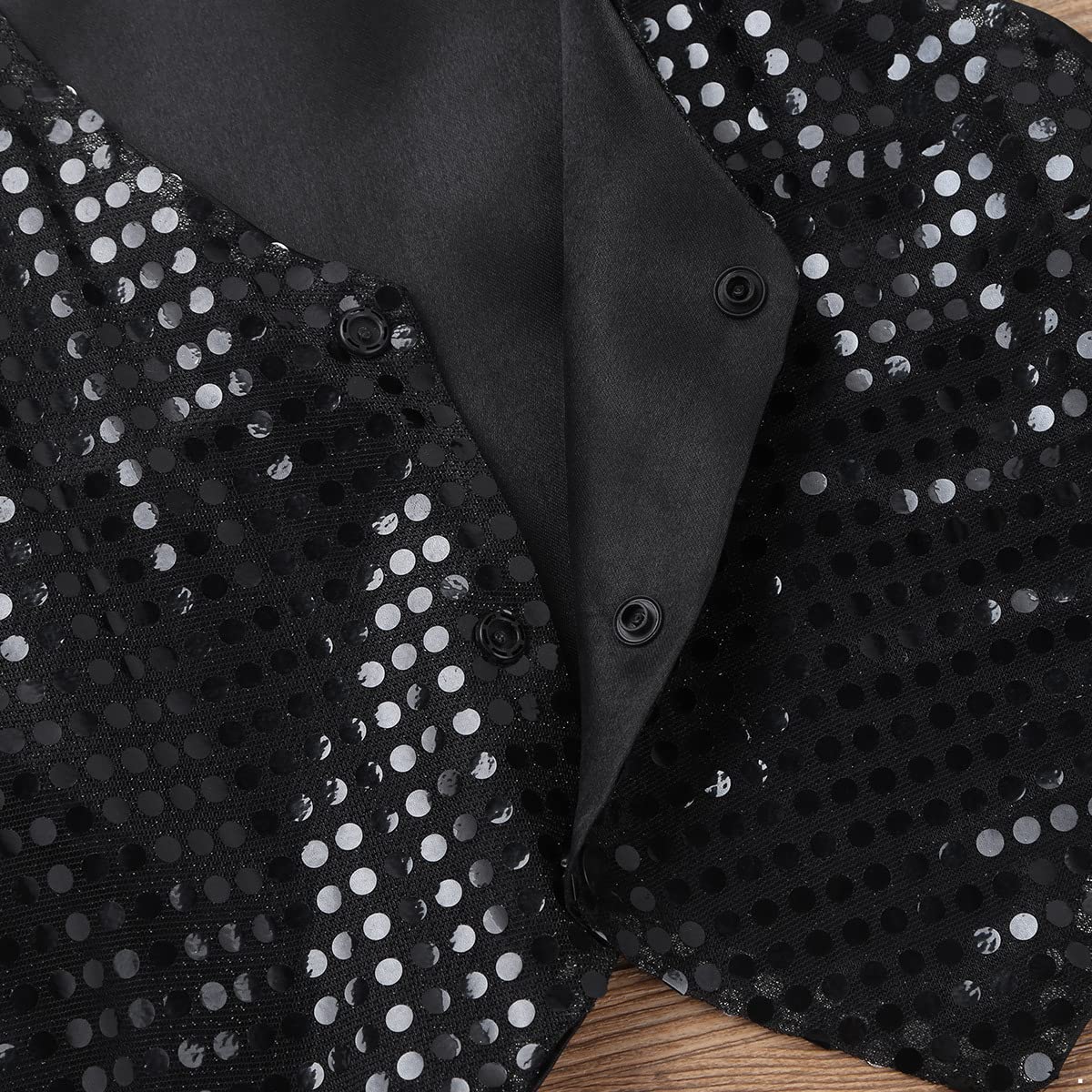 Kids Boys Girls Sequined Vest - Sparkling Hip-Hop Dance Costume for Street Performance | Waistcoat Crop Top for Dance Shows & Parties