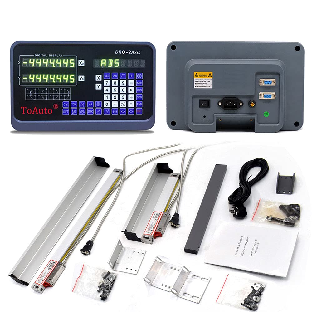 TOAUTO 2 Axis 500mm & 650mm Linear Scale Digital Readout DRO Kit for Milling & Lathe Machines - Precision Measurement for Metalworking & CNC Machining