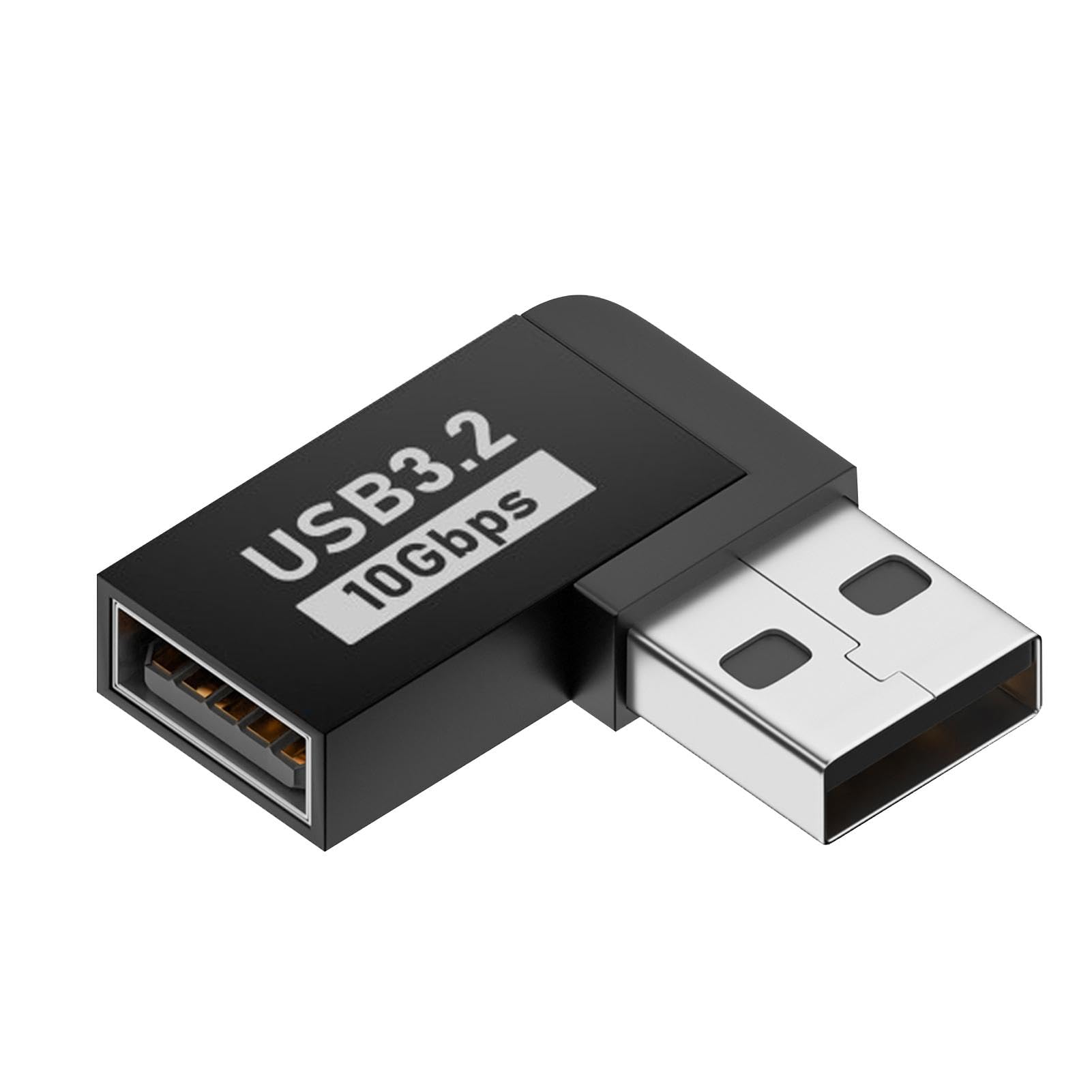 High-Speed USB 3.0 A Male to Female Adapter - 10Gbps Data Transfer, Right Angle L-Shaped USB Extender Connector for Laptop, PC, TV - Perfect for Tight Spaces & Cable Management