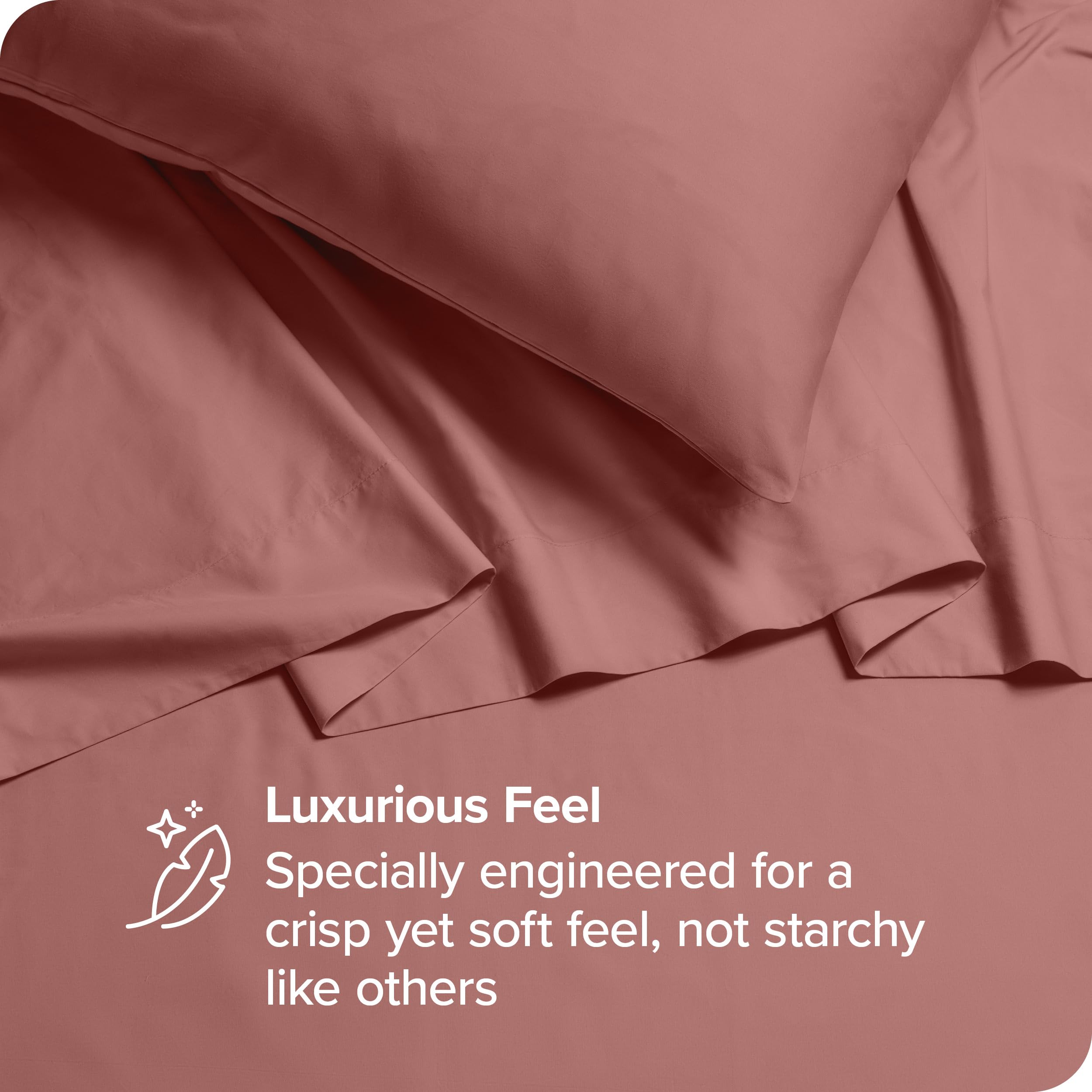 Bare Home 100% Organic Cotton Queen Sheet Set - 300 Thread Count Percale Weave - Lightweight & Breathable Bedding - Includes Fitted Sheet, Flat Sheet & Pillowcases - Perfect for Hot Sleepers & Allergy Sufferers (Queen, Dusty Rose)