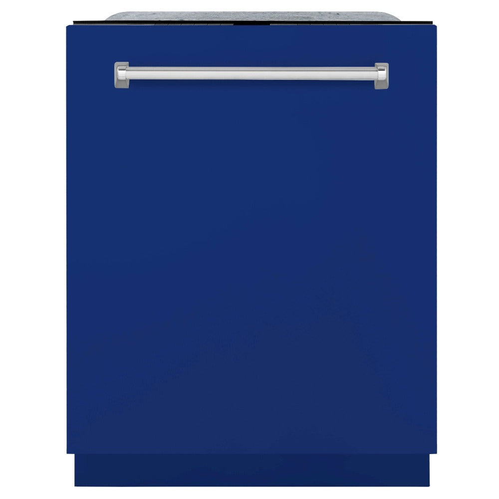 ZLINE 24 Inch Blue Matte Monument Series Dishwasher with 3rd Rack & Touch Controls - Stainless Steel Tub, Ultra Quiet 45dBa (DWMT 24 BM) - Perfect for Modern Kitchens, Small Spaces & Open-Concept Homes