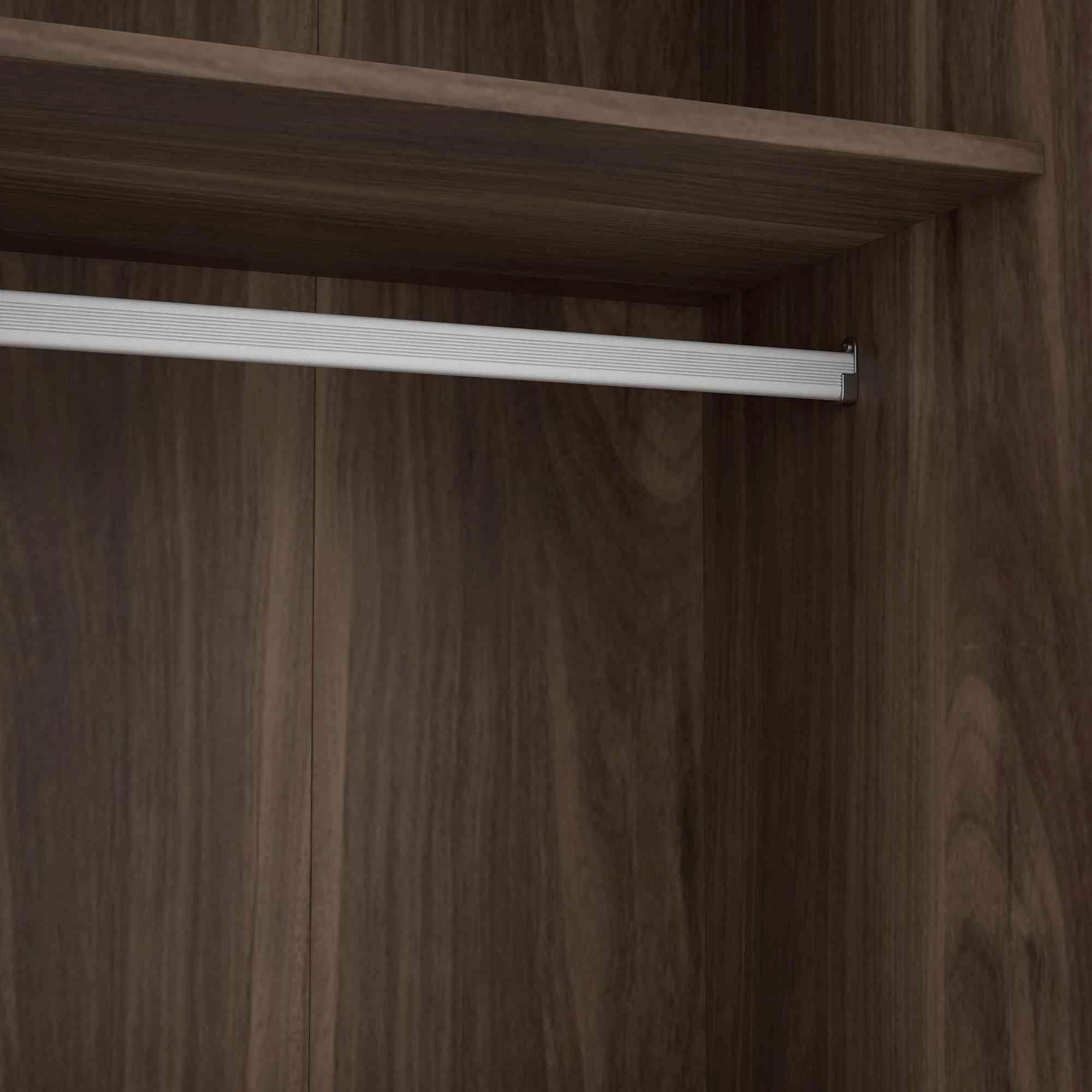 ATY Freestanding Wardrobe Closet with Storage Shelves & Hanging Rod - 2 Sliding Doors Clothes Organizer Armoire for Bedroom - Walnut Finish | Perfect for Small Spaces, Apartment Storage & Bedroom Organization