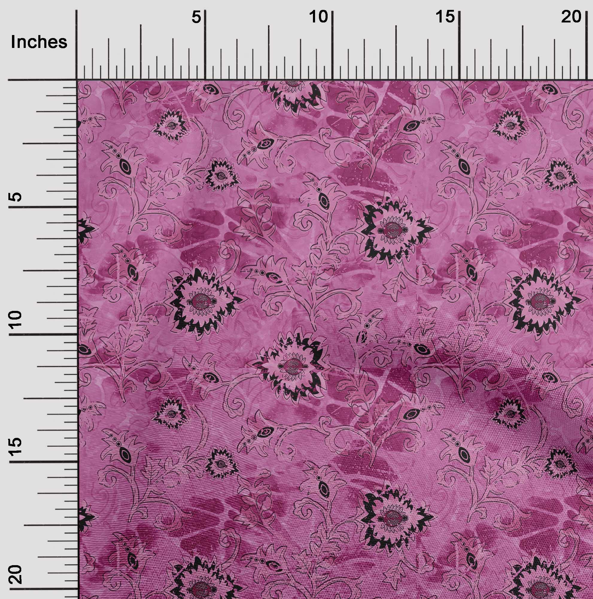 oneOone 60 Inch Wide Viscose Jersey Pink Batik Dress Fabric by The Yard - Floral Print Material for DIY Dresses, Skirts & Home Decor (Style #3951)