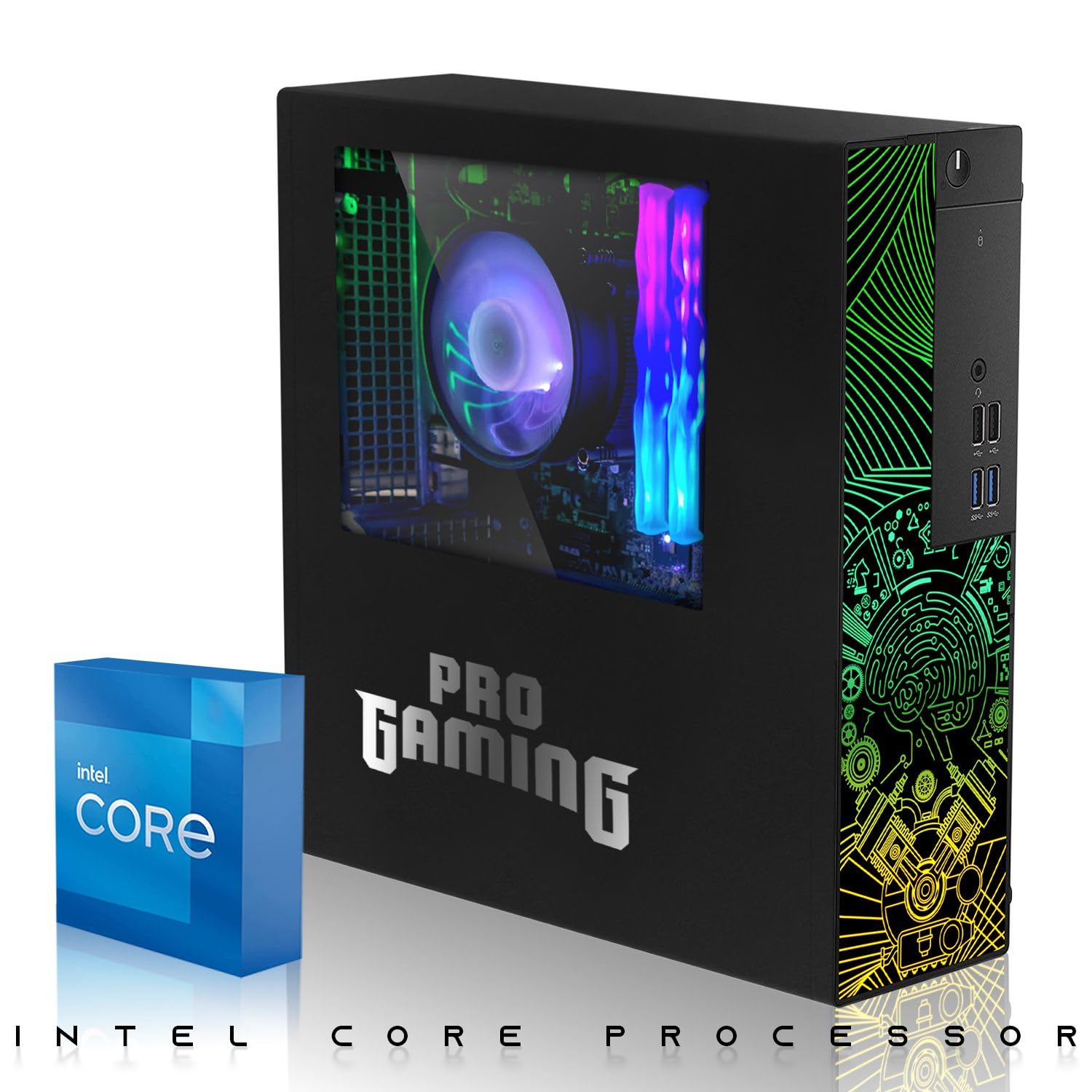TechMagnet RGB Gaming Desktop PC - Intel Core i5, 16GB ARGB RAM, 1TB SSD, GT-1030 Graphics with RGB Keyboard, Mouse & Headset | AI Copilot Key | Windows 10 Pro (Renewed) | Perfect for Esports, Streaming & Home Office Work