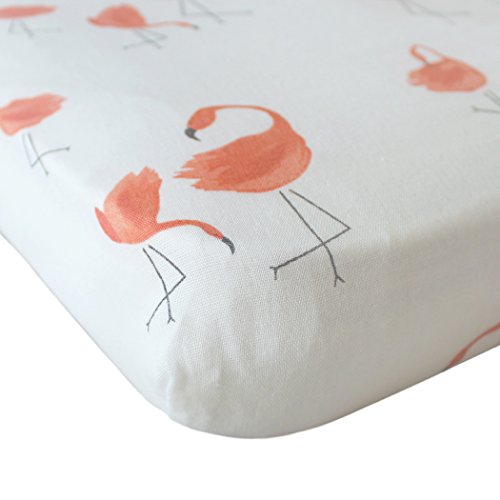 Vlokup Muslin Baby Changing Pad Cover Set - Soft, Portable & Contoured Diaper Changing Mat for Boys & Girls - Flamingo Print - Perfect for Nursery, Travel & On-the-Go Diaper Changes