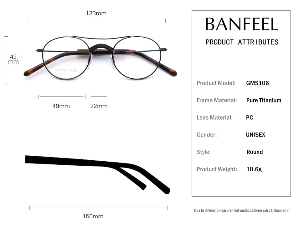 Stylish Aror Women's Full Rim Round Double Bridge Acetate & Titanium Eyeglasses Frame 749106 - Perfect for Office, Reading & Fashion Accessories