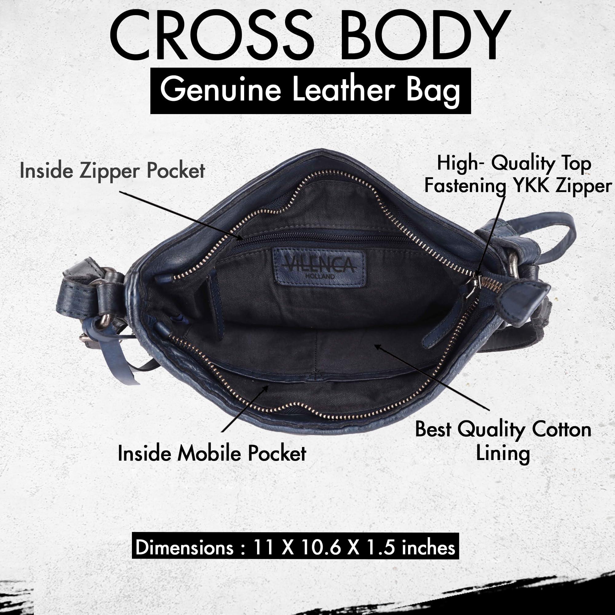 Genuine Leather Crossbody Bag for Women - Adjustable Strap Trendy Casual Purse for Office, Travel & Everyday Use | Stylish Shoulder Sling Bag
