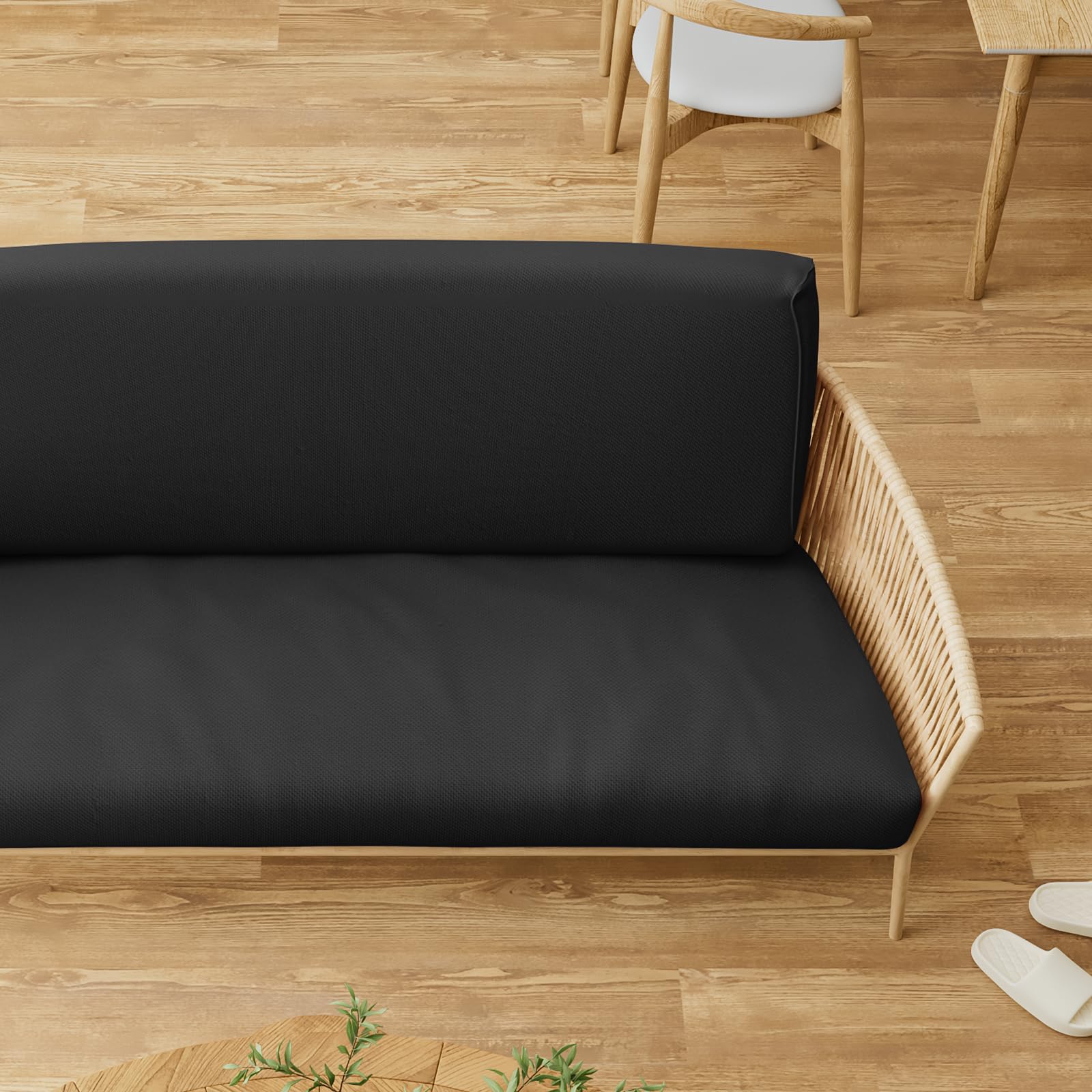 MoNiBloom Twin Futon Cover - Stretch Armless Sofa Slipcover with Zipper, Washable Furniture Protector for Jackknife RV, Couch, Kids & Pets (Black) - Perfect for Living Room, Dorm, RV & Home Decor