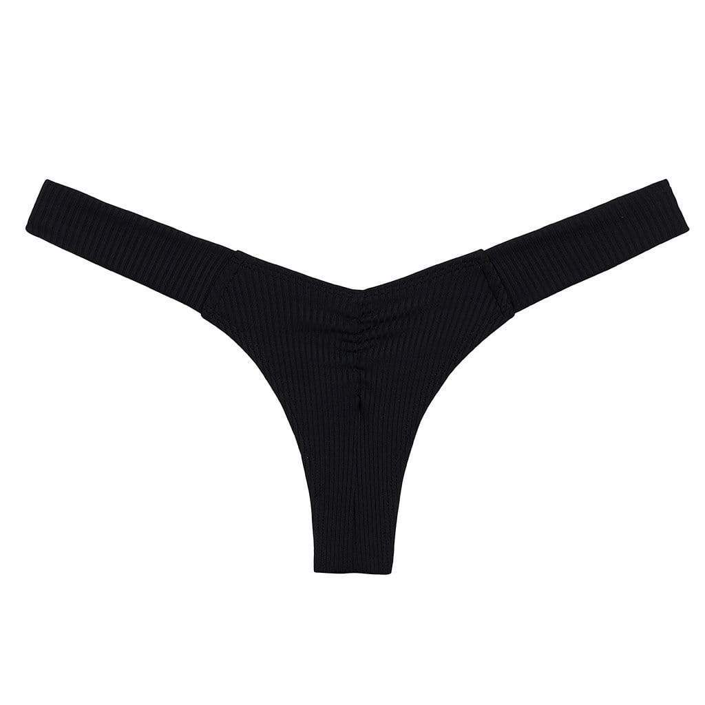 Black Rib Uno Bikini Bottom - Sexy High Waist Swimwear for Women, Comfortable & Stylish Beachwear | Perfect for Pool Parties, Vacations & Summer Getaways