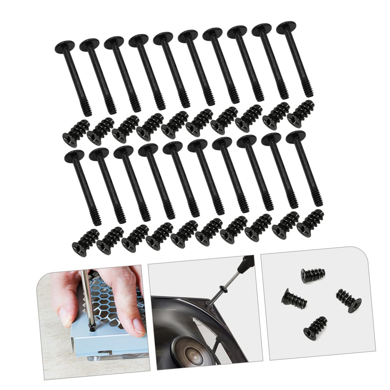 TEHAUX 3 Sets Computer Case Fan Screw Kit - Self Tapping Bolts & Nuts for PC Cooling Fans - Perfect for PC Builds, Gaming Rigs, and DIY Computer Upgrades
