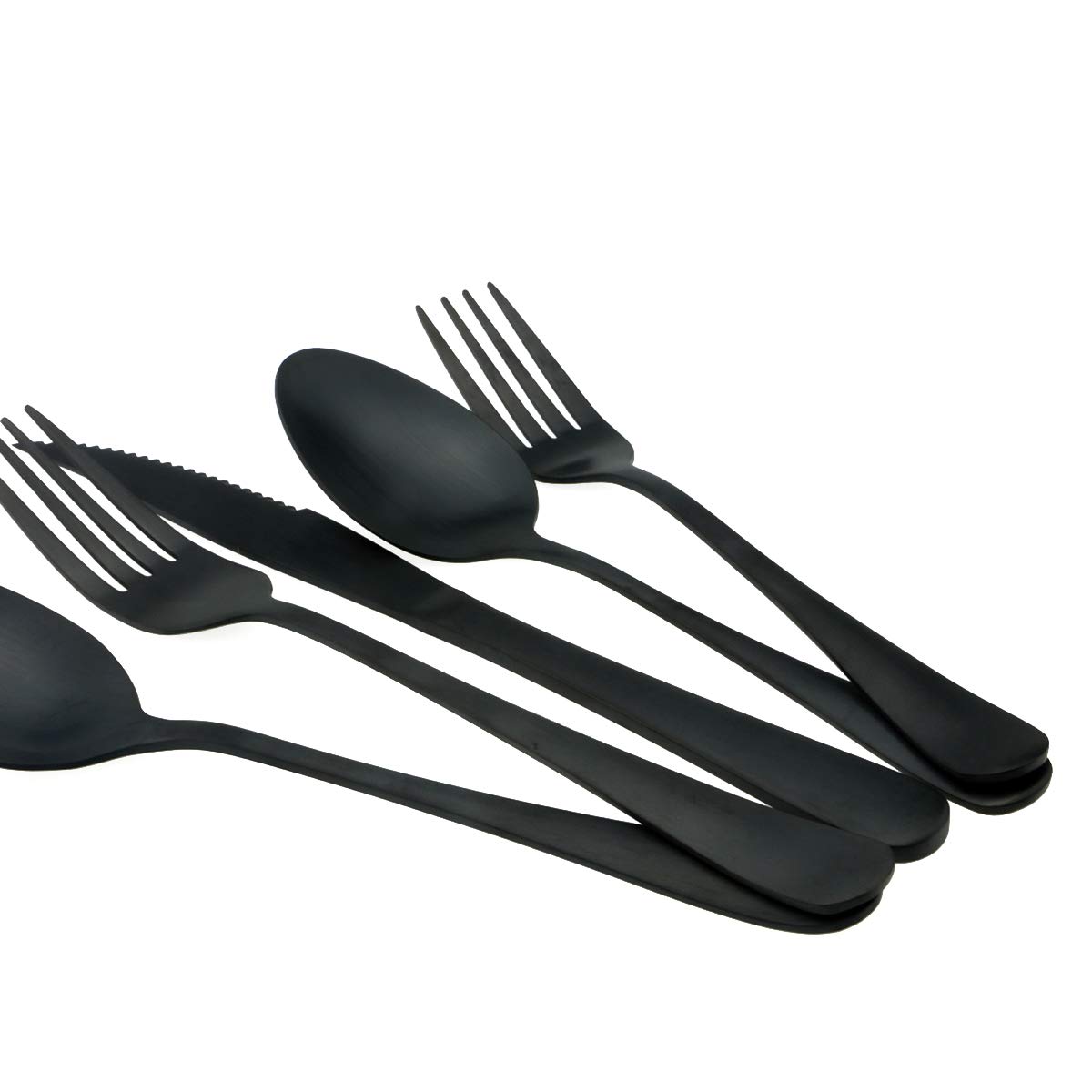 Eco-Friendly Black Reusable Utensil Set with Travel Case - Stainless Steel Camping Cutlery Kit (Knife, Fork, Spoon, Straw, Chopsticks) - Matte Finish Flatware for Hiking, Office Lunch, School & Outdoor Dining