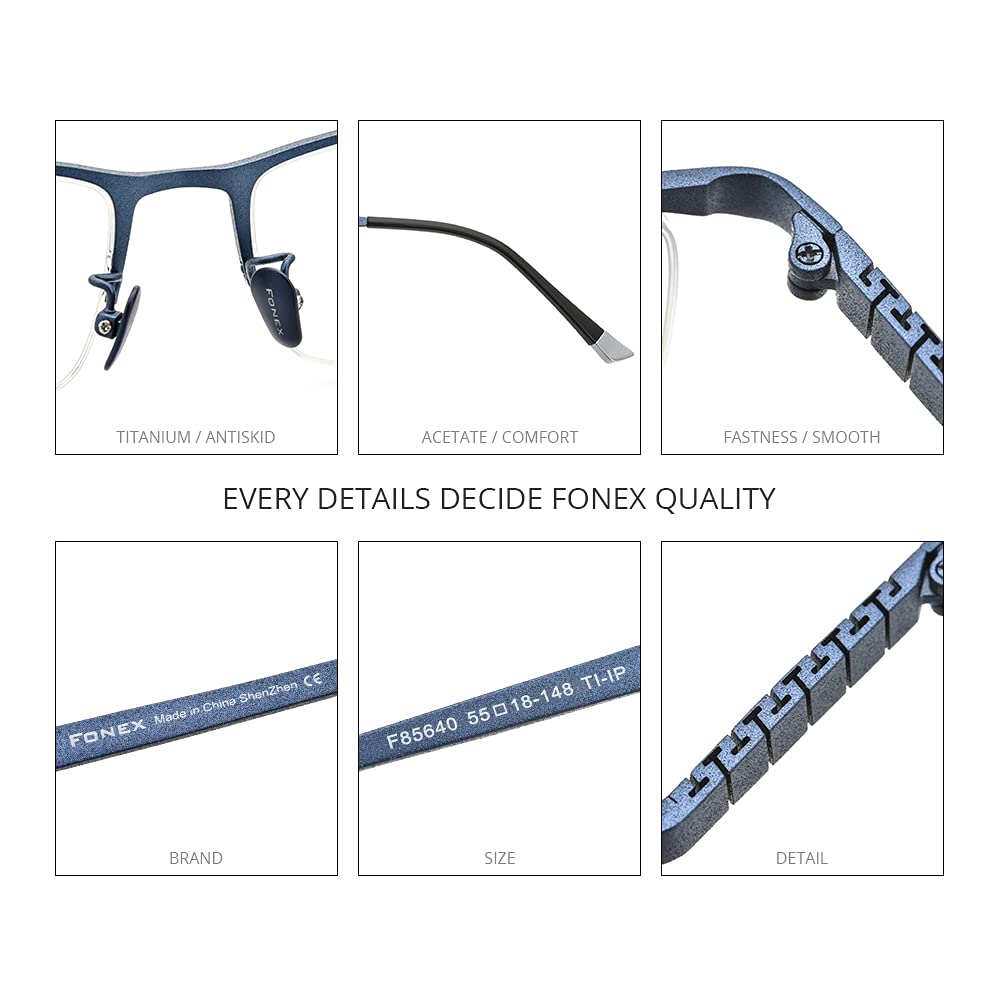 Premium Titanium Glasses Frame for Men - Lightweight Square Eyewear with Full Optical Lenses (Model F85641) | Perfect for Office, Reading & Everyday Wear