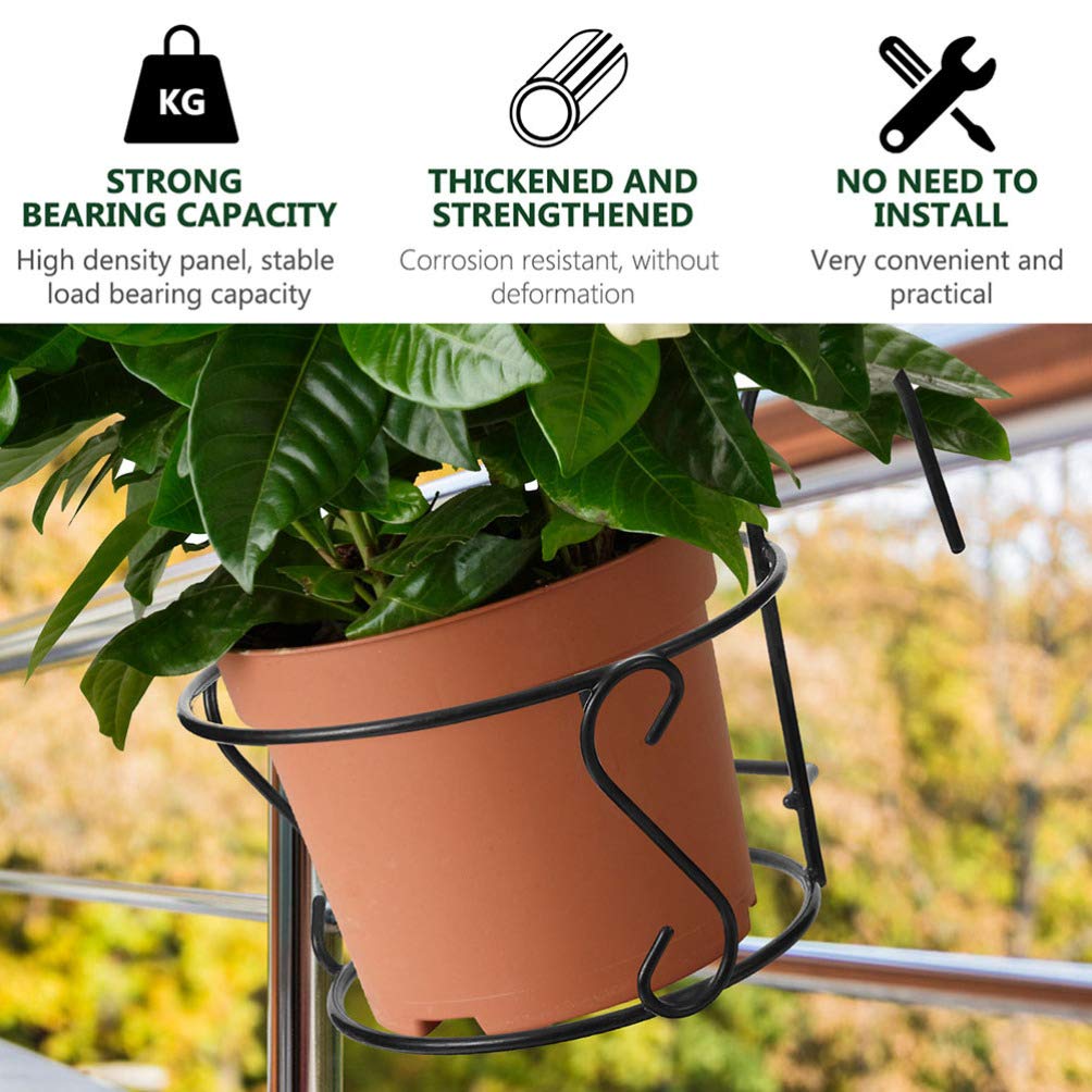 Healifty 2 Pack Iron Flower Stand Hanging Planter - Wall Mounted Plant Holder for Indoor/Outdoor Decor, Garden Organizer, Flower Pot Display (Ideal for Balcony, Patio, Living Room & Office Decor)