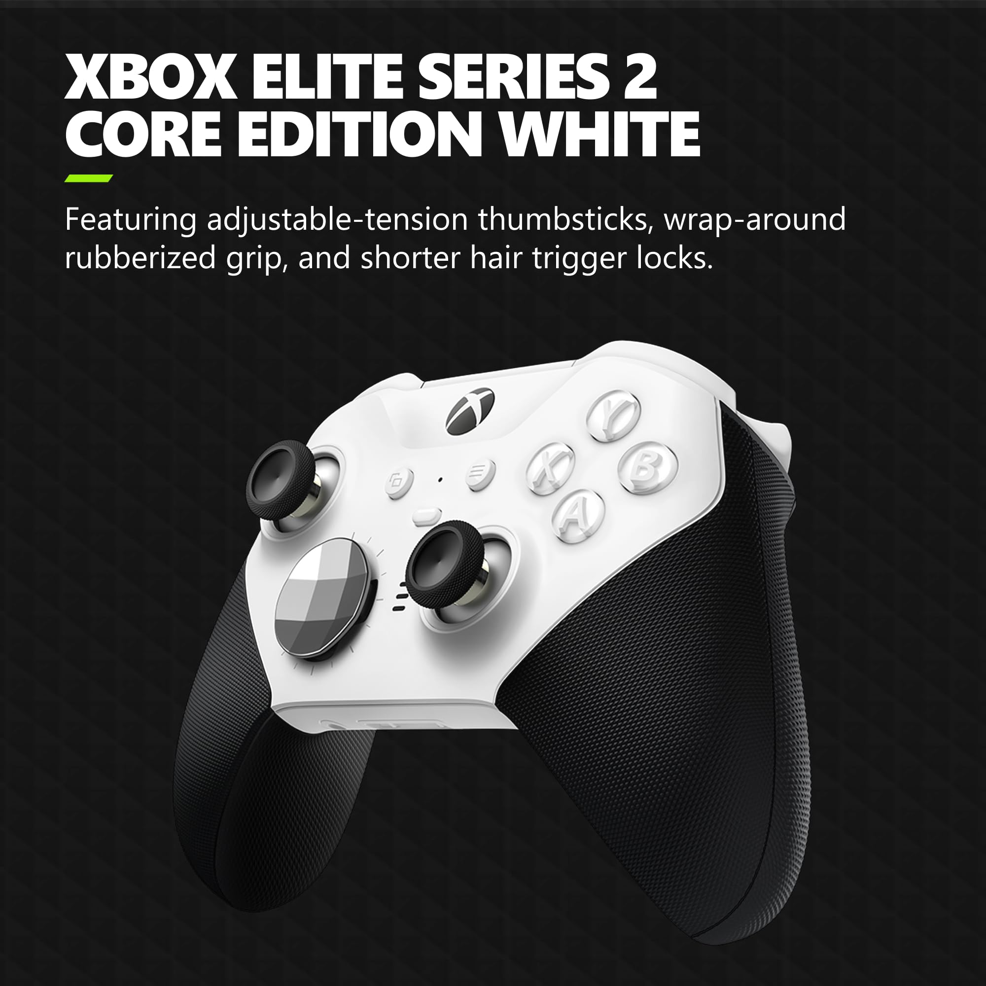 Microsoft Xbox Elite Wireless Controller Series 2 Core - White (Renewed) | Premium Gaming Controller with Adjustable Tension Thumbsticks | Perfect for Competitive Gaming & Professional Esports Players
