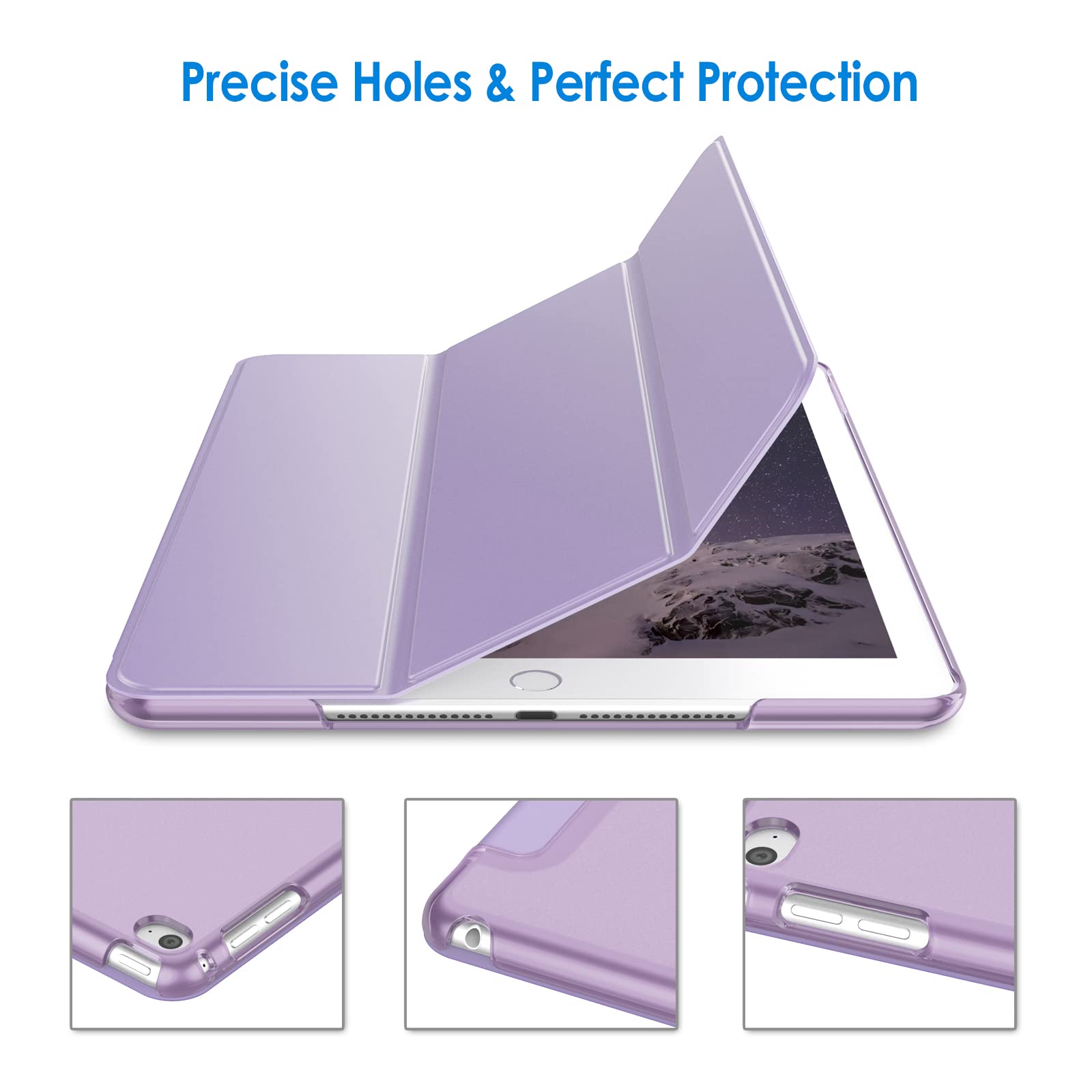 JETech iPad Air 2 Case with Auto Wake/Sleep Smart Cover - Light Purple Protective Shell for iPad Air 2 (Not Compatible with 1st Gen iPad Air) - Perfect for Work, Study & Travel Protection