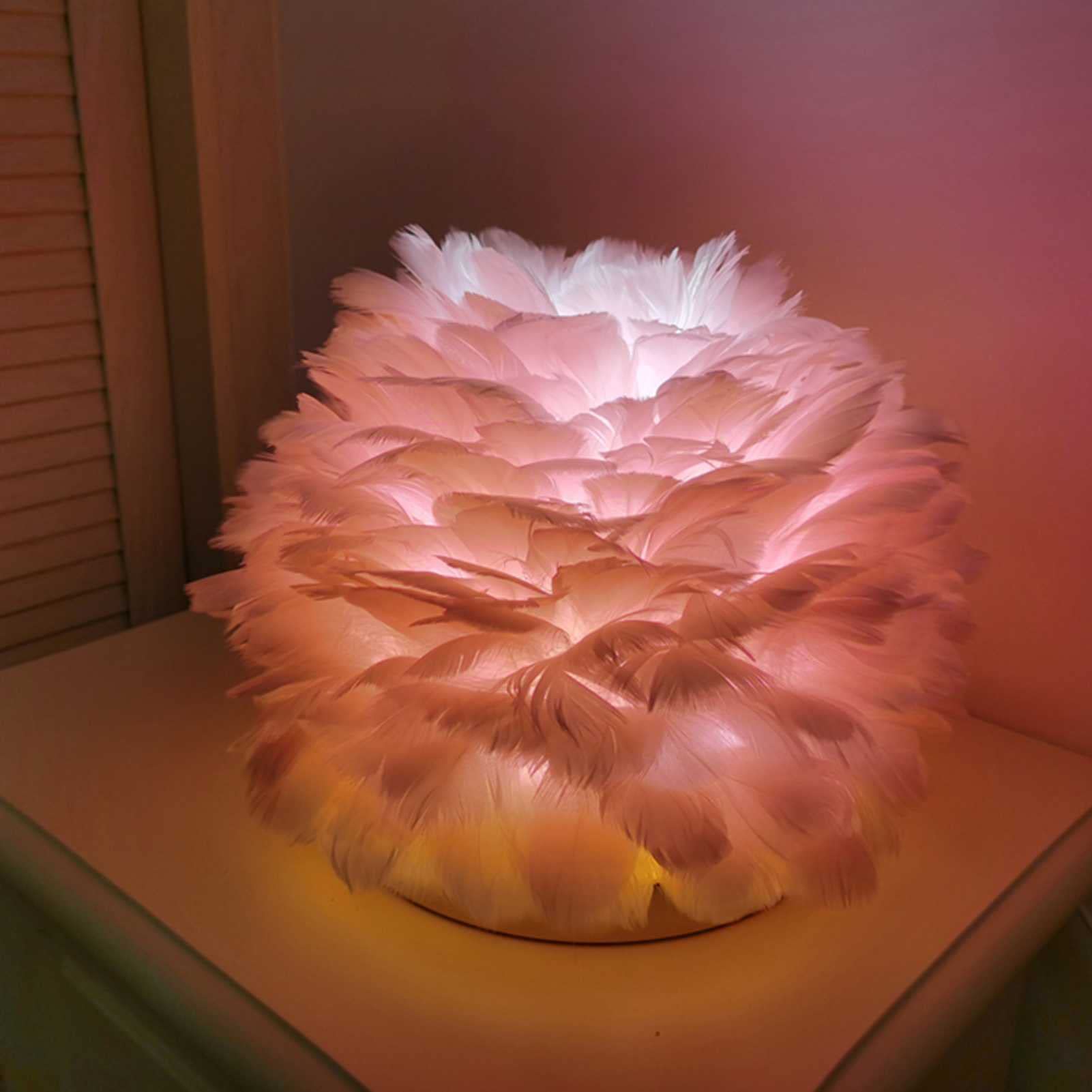 Feather Bedside Table Lamp - Romantic Warm LED Night Light for Bedroom, Nightstand & Desk - Perfect for Cozy Reading, Relaxation & Fairy Light Decor