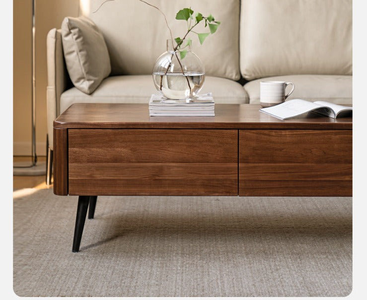 Solid Black Walnut Coffee Table - Handcrafted Wooden Living Room Furniture for Modern Home Decor, Perfect for Lounge, Family Gatherings & Coffee Time
