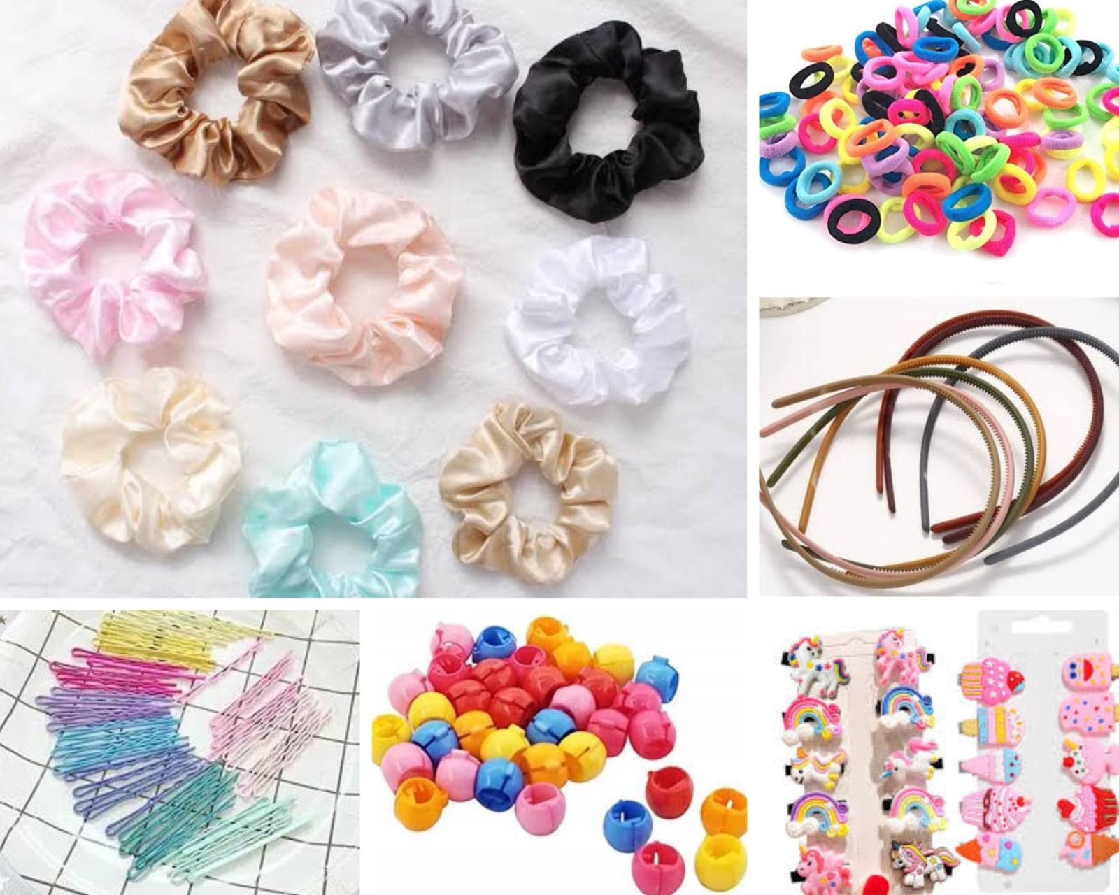 Snowpearl 45-Piece Hair Accessories Set - Colorful Bobby Pins, Mini Hair Beads Claw Clips, Cartoon Hair Clips, Headbands, Mini Rubber Bands & Satin Scrunchies for Women & Girls - Perfect for School, Parties, Braiding & Everyday Styling