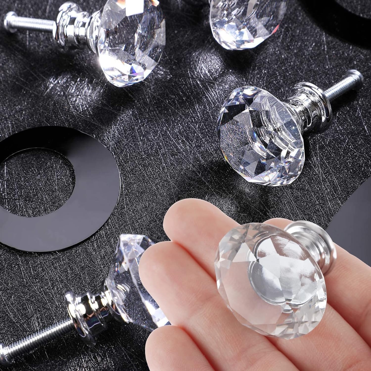 30mm Crystal Glass Knob - 4PCS Diamond Drawer Pulls for Cabinets & Wardrobes - Kitchen & Bathroom Upgrade