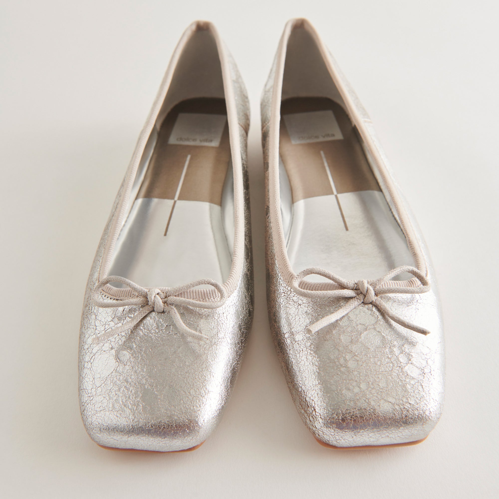 ANISA Ballet Flats for Women - Silver Distressed Leather Comfortable Shoes - Perfect for Casual Wear, Office & Dance